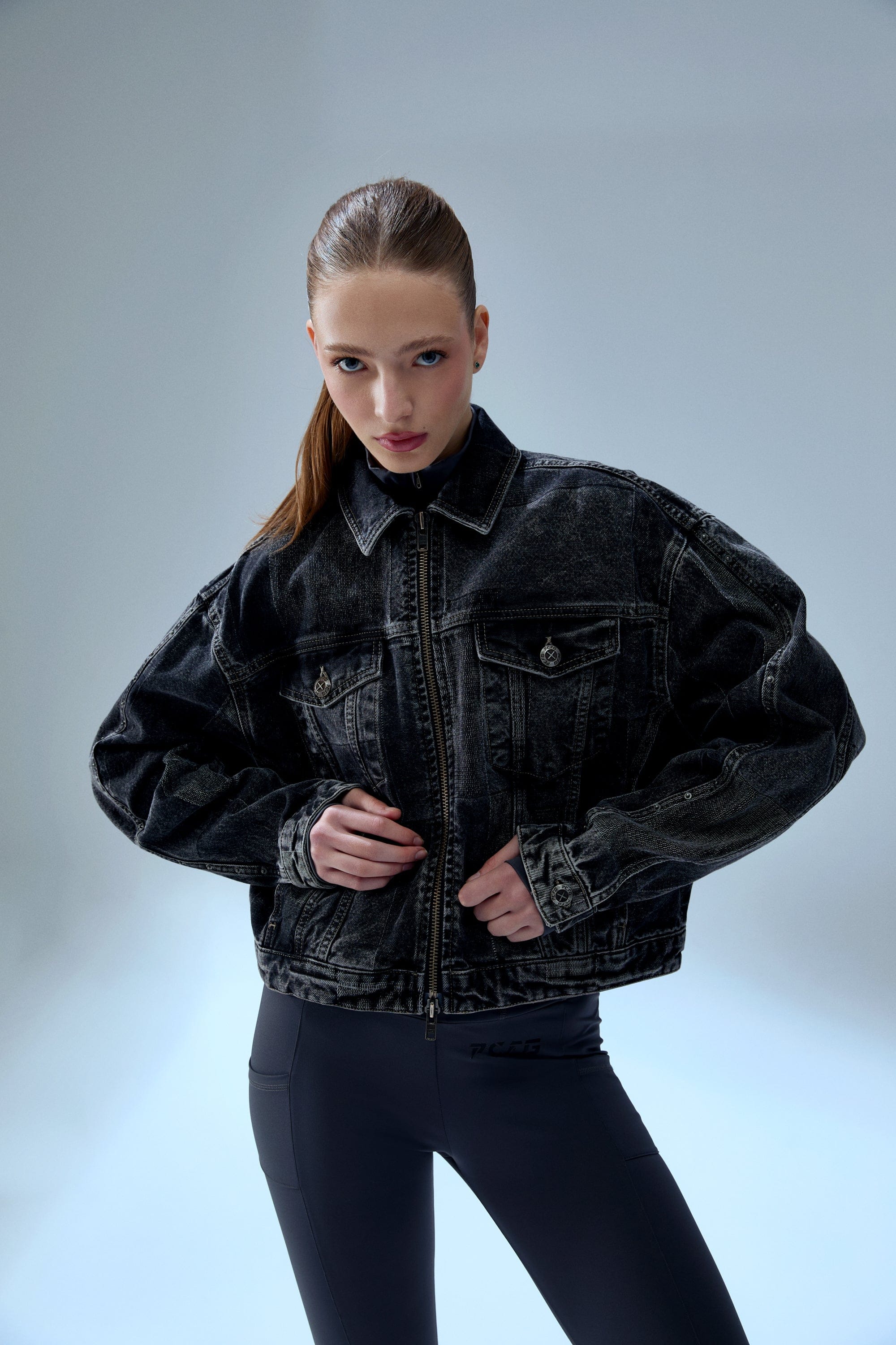 YOUR *ITCH COLORBLOCKED DENIM JACKET - JET BLACK made by PCFG