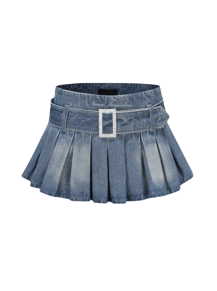 Teresa Mini Skirt (Denim) (Final Sale) in Blue made by Nana Jacqueline