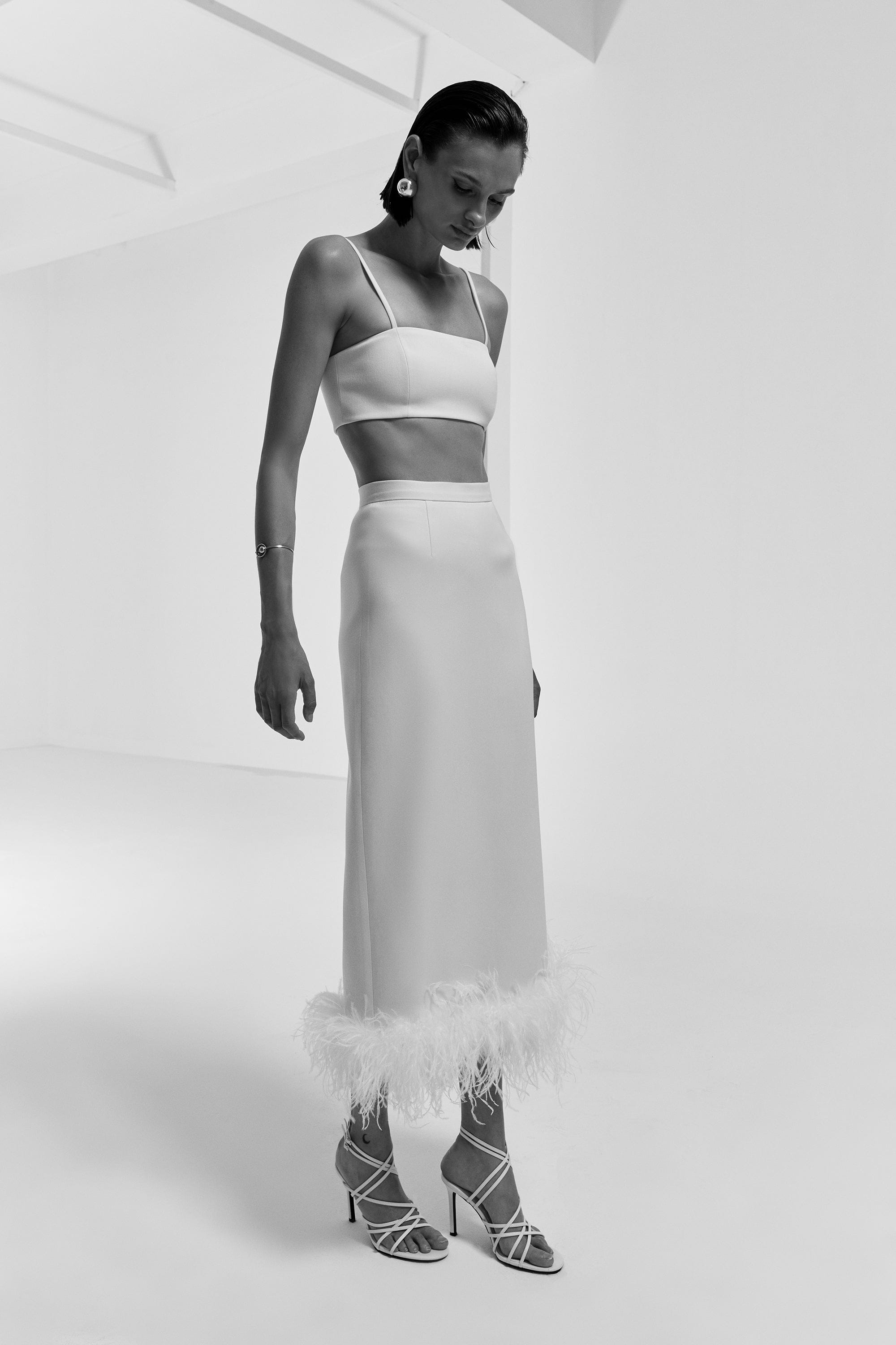 Donna - Midi Skirt With Ostrich made by ILA