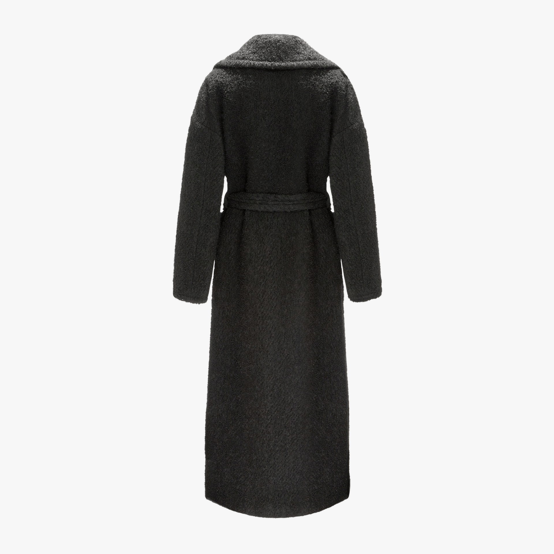 Long Boucle Coat With Belt made by YAVORSKA