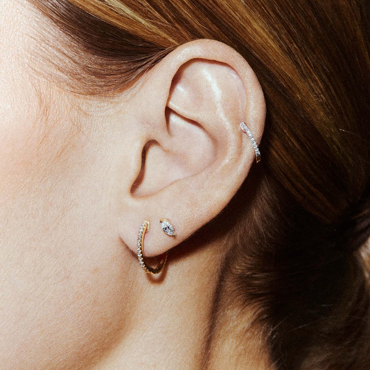 INNER STRENGTH LABRET - MARQUISE CUT DIAMOND - YELLOW GOLD made by ENNUI