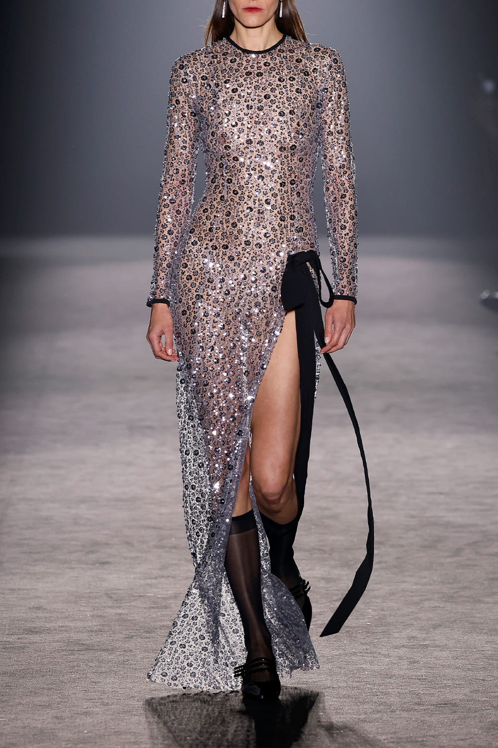 Gray sequin embroidered dress made by Compte Spain