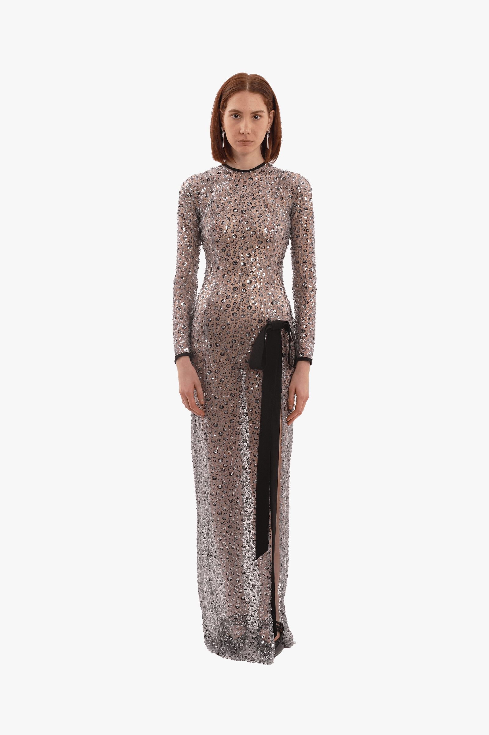 Gray sequin embroidered dress made by Compte Spain
