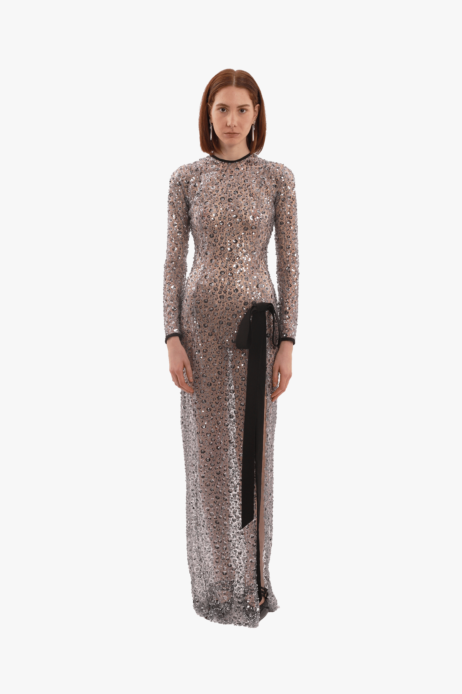 Gray sequin embroidered dress made by Compte Spain
