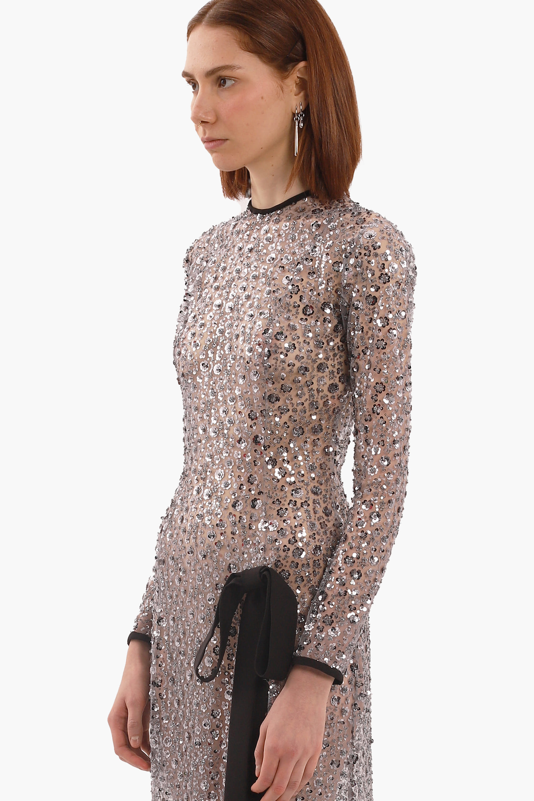 Gray sequin embroidered dress made by Compte Spain