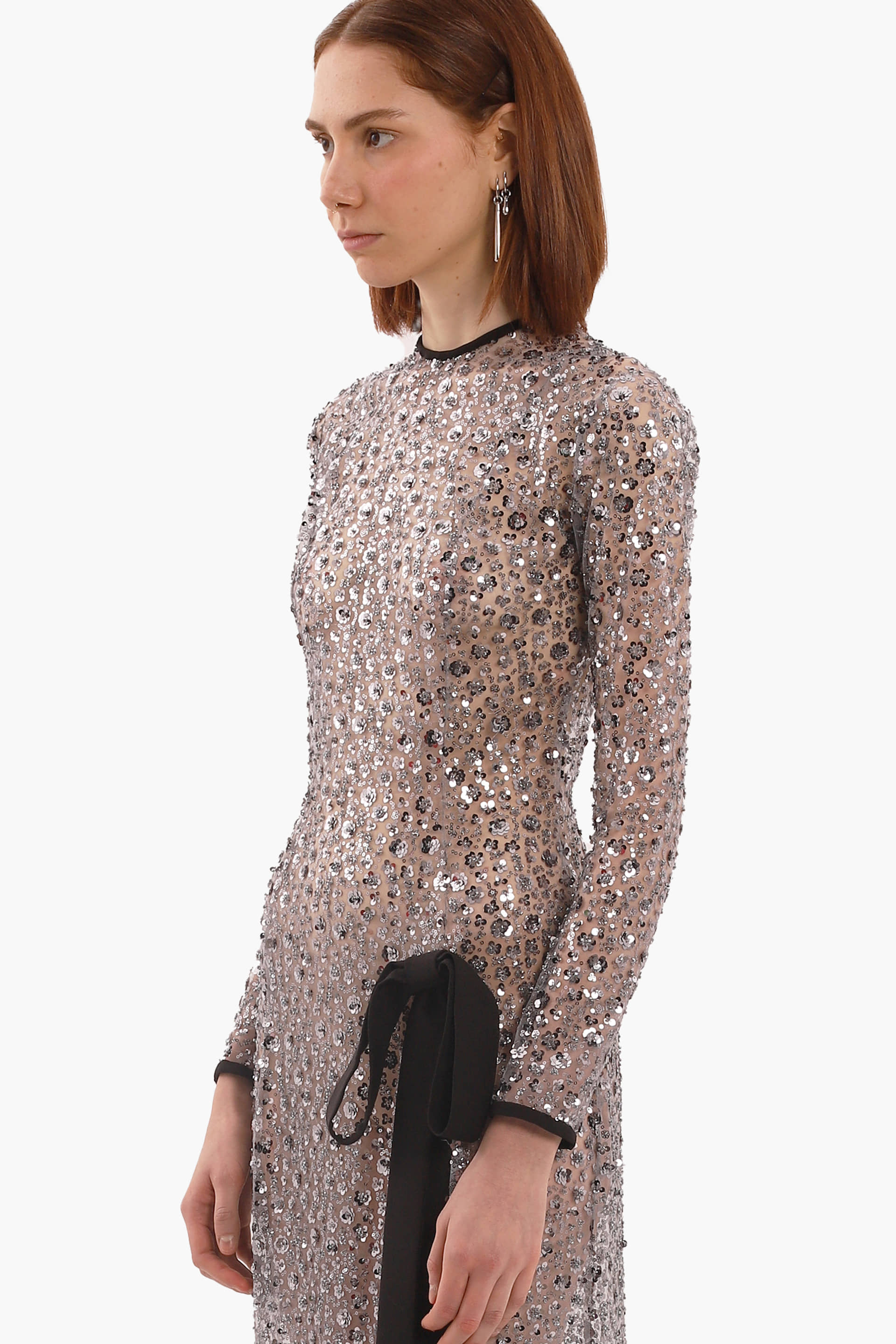 Gray sequin embroidered dress made by Compte Spain