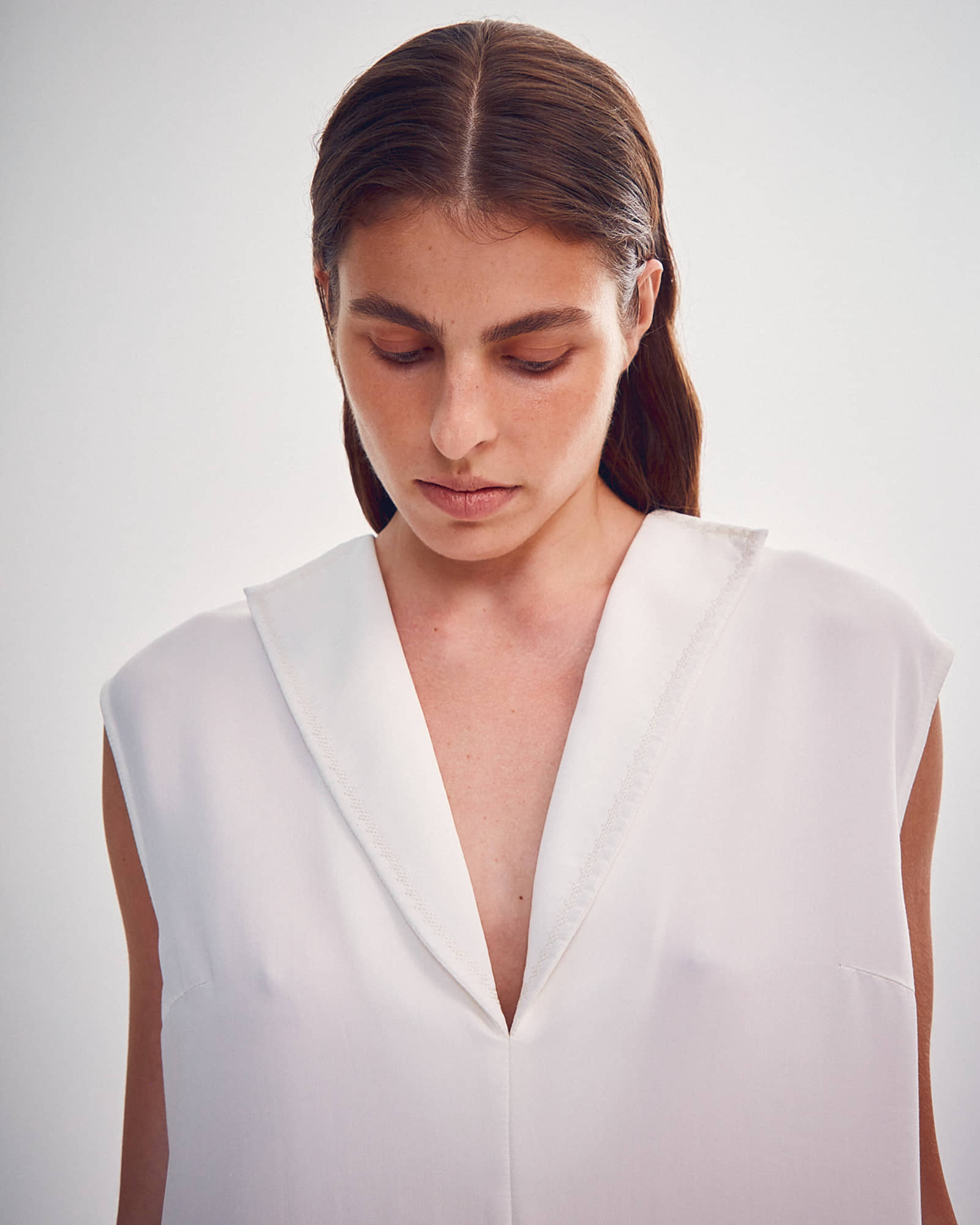 DRESS WITH EMBROIDERED COLLAR made by DELEGAN Clothes