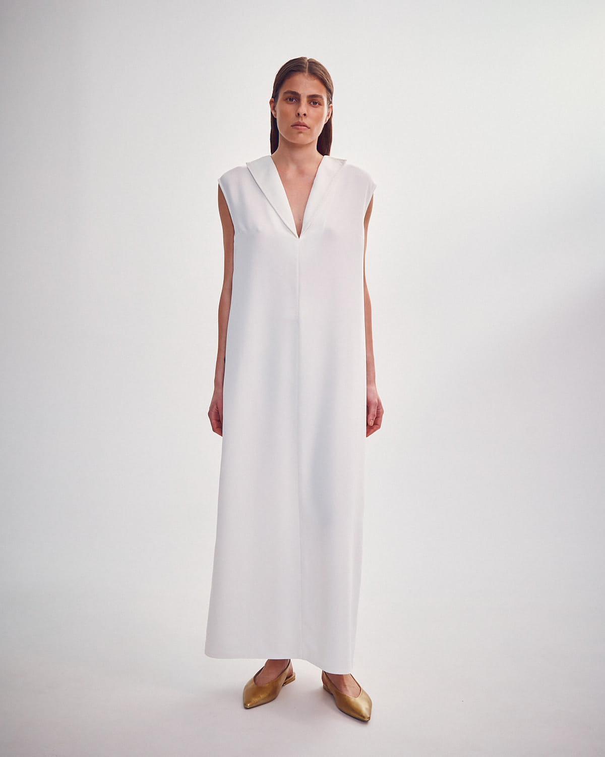 DRESS WITH EMBROIDERED COLLAR made by DELEGAN Clothes