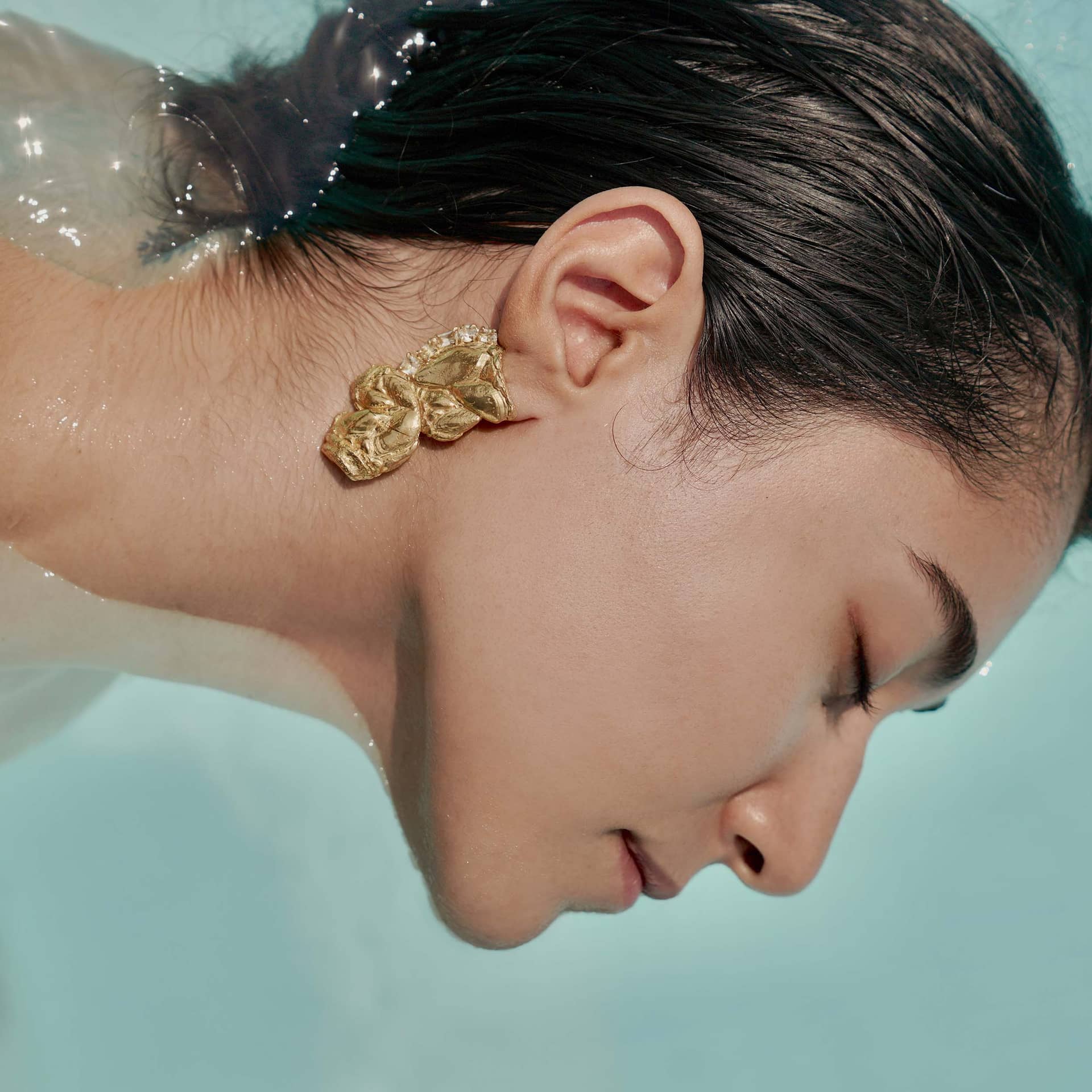 Zakia White Sapphire Earrings made by Loveness Lee