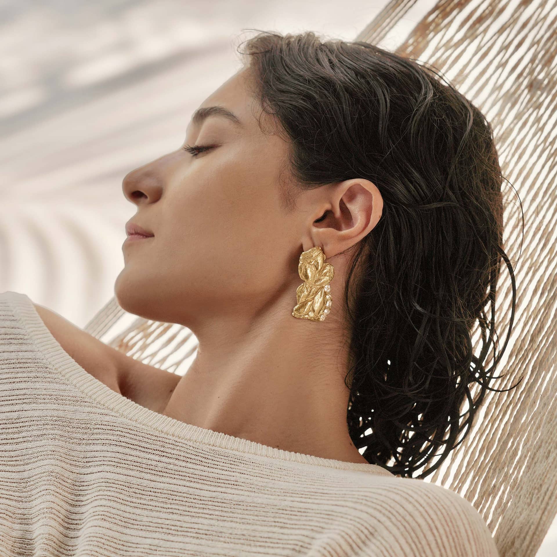 Zakia White Sapphire Earrings made by Loveness Lee