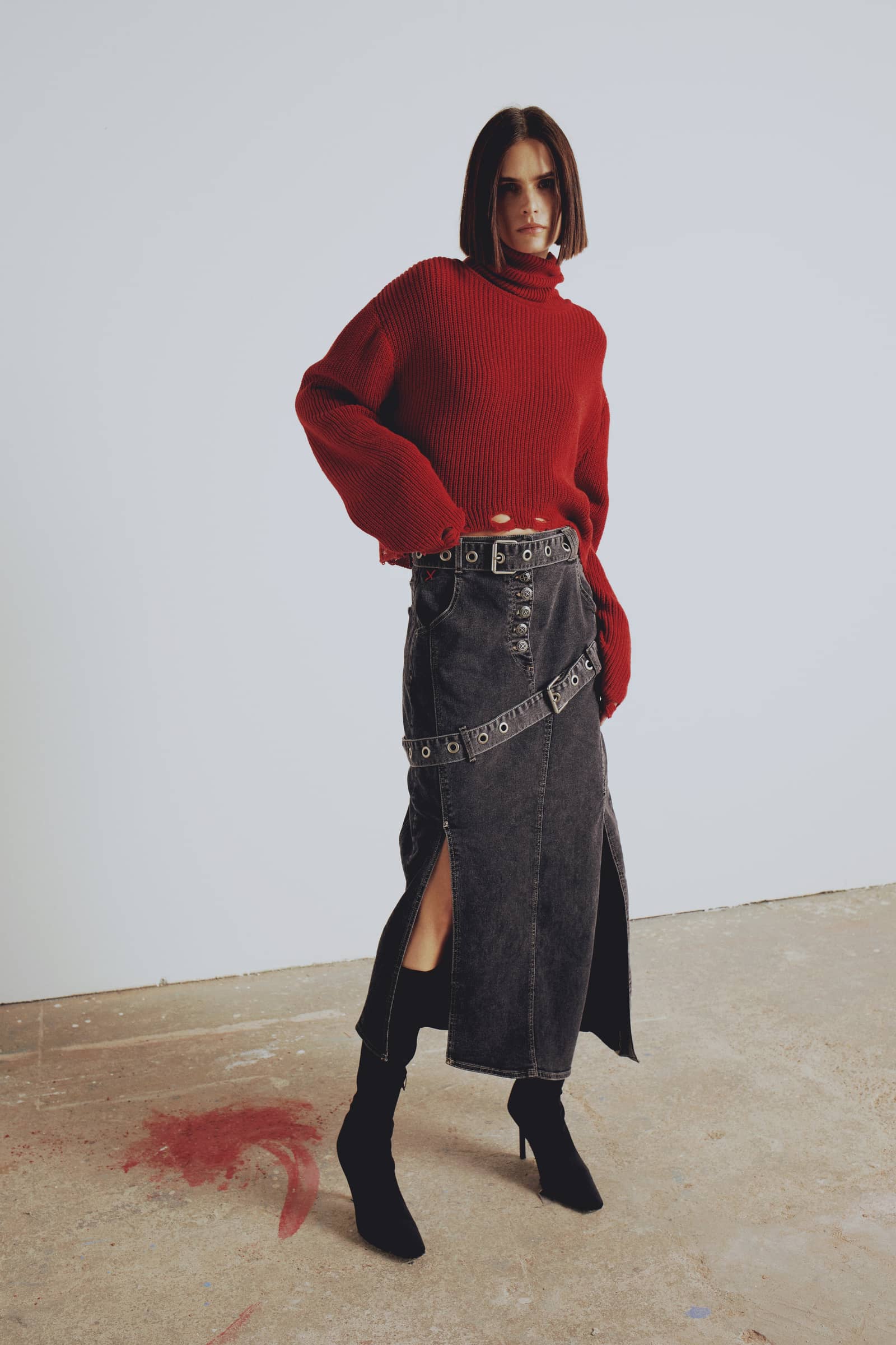 YOUR *ITCH COLORBLOCKED DENIM SKIRT made by PCFG