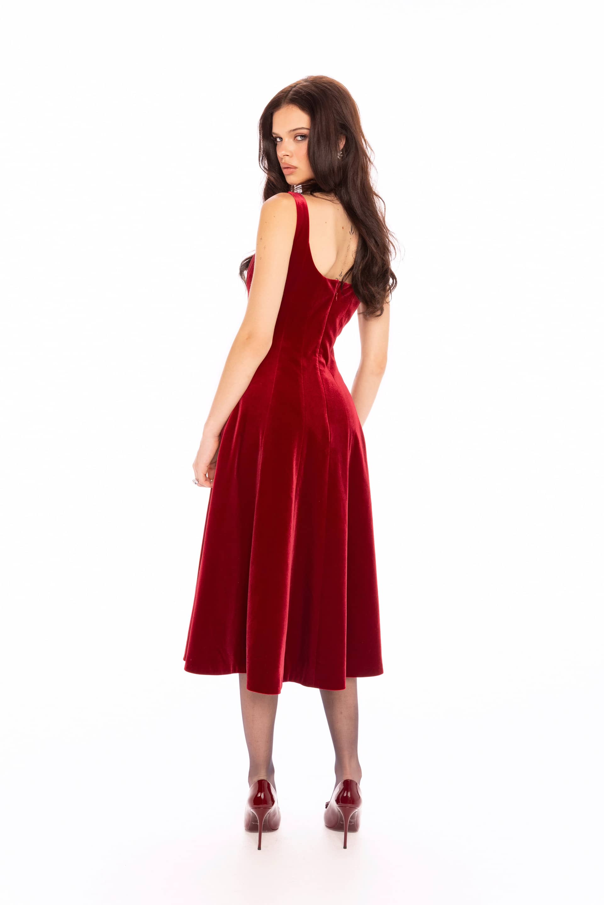 Eleanora Velvet Maxi Dress (Red) made by Nana Jacqueline