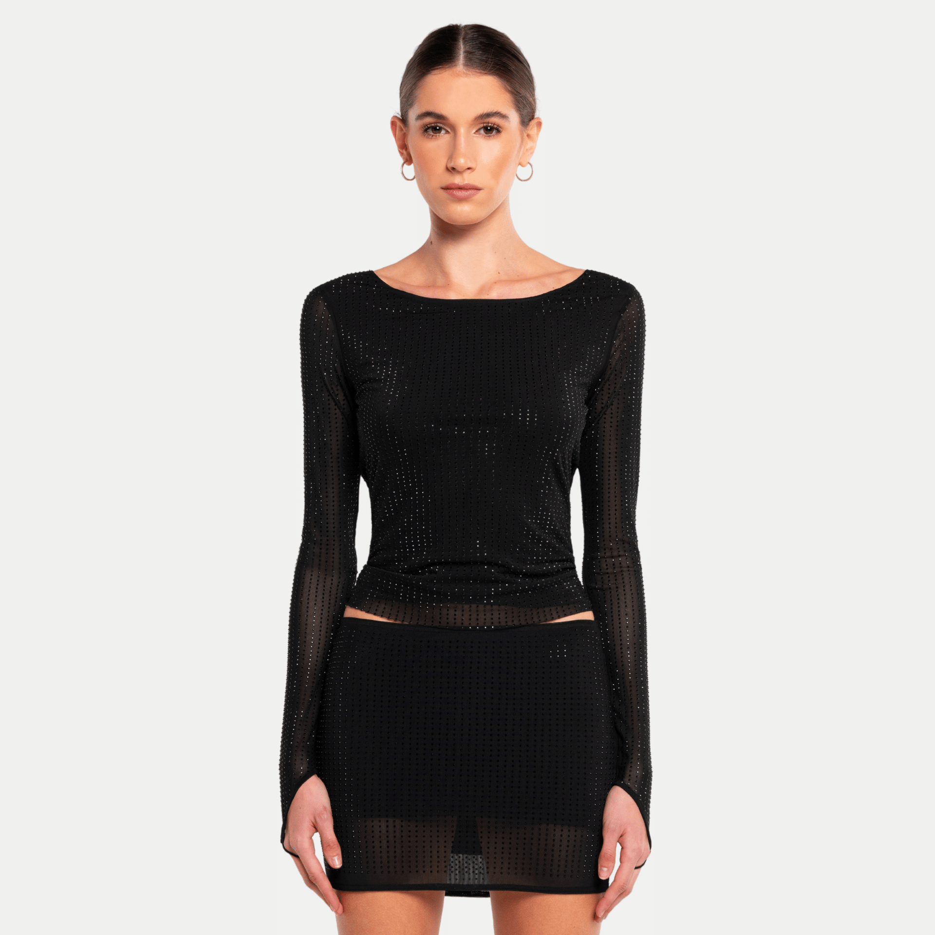 MESHA Rhinestone Blouse made by OW Collection