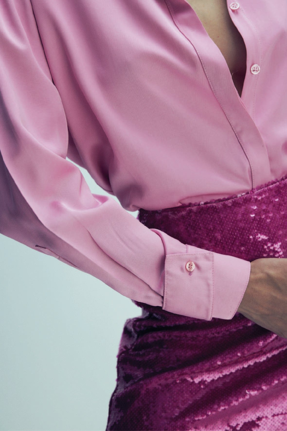 Ravenna Satin Shirt in Partfait Pink made by Nazli Ceren