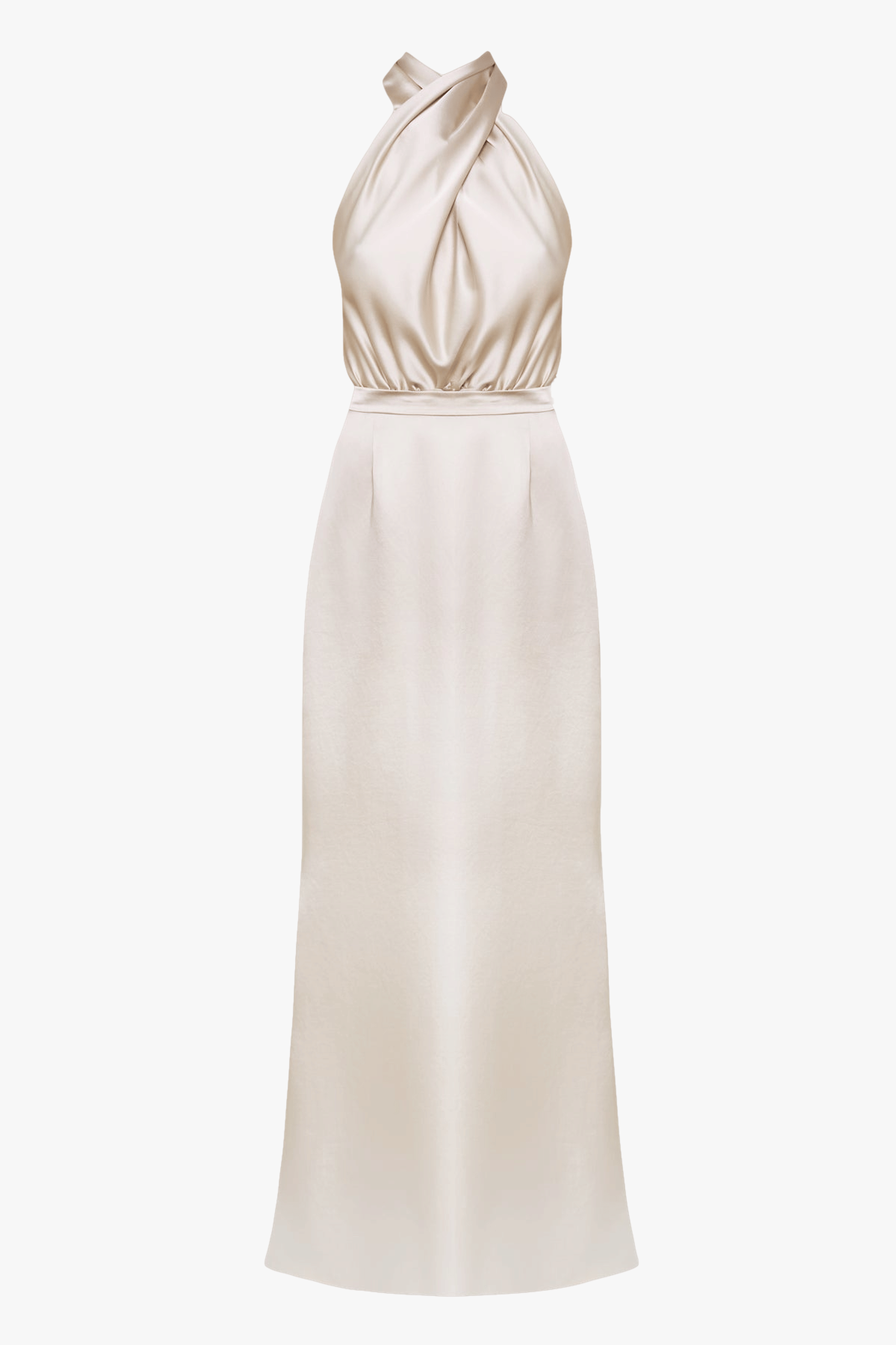 ALIUR champagne X Neckline Evening Dress made by UNDRESS