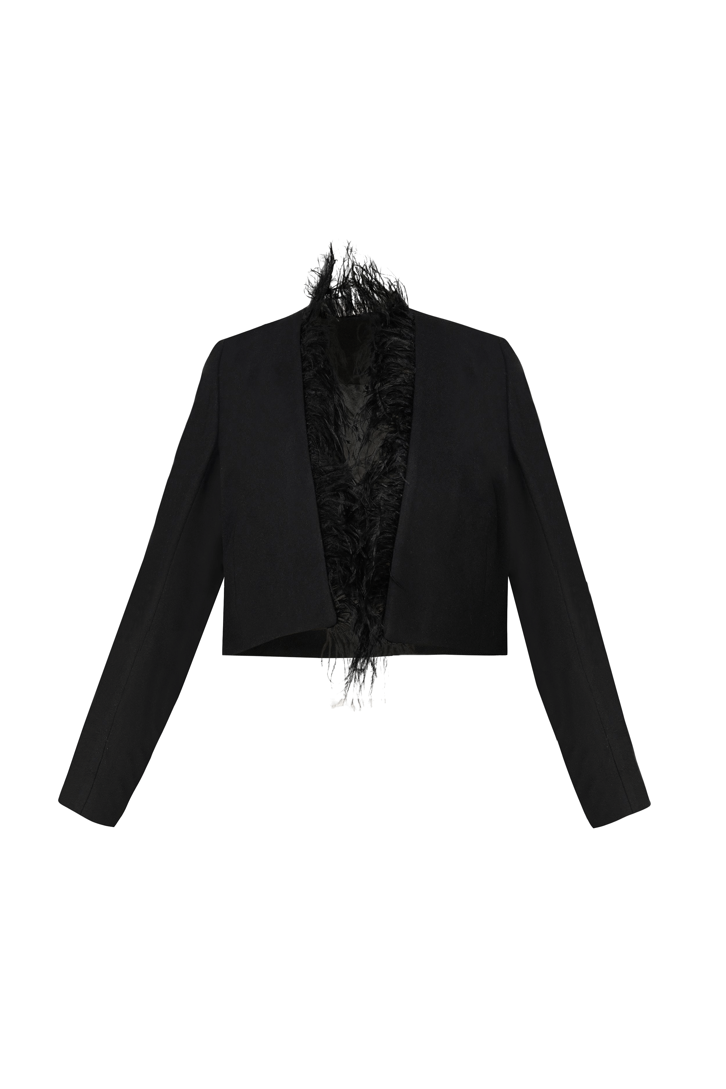 Black Tailored Twill Cropped Blazer made by Szabo Sihag