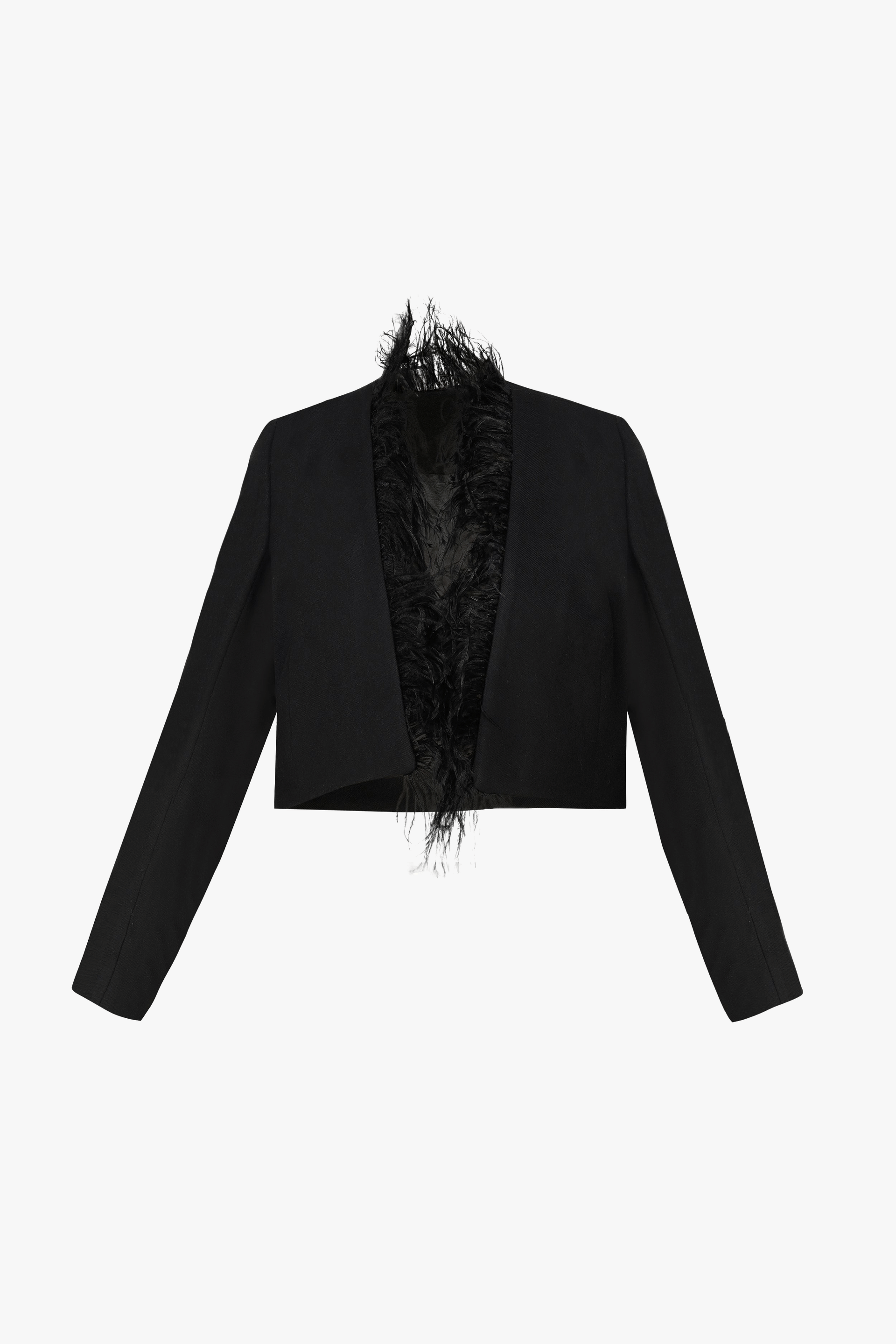 Black Tailored Twill Cropped Blazer made by Szabo Sihag