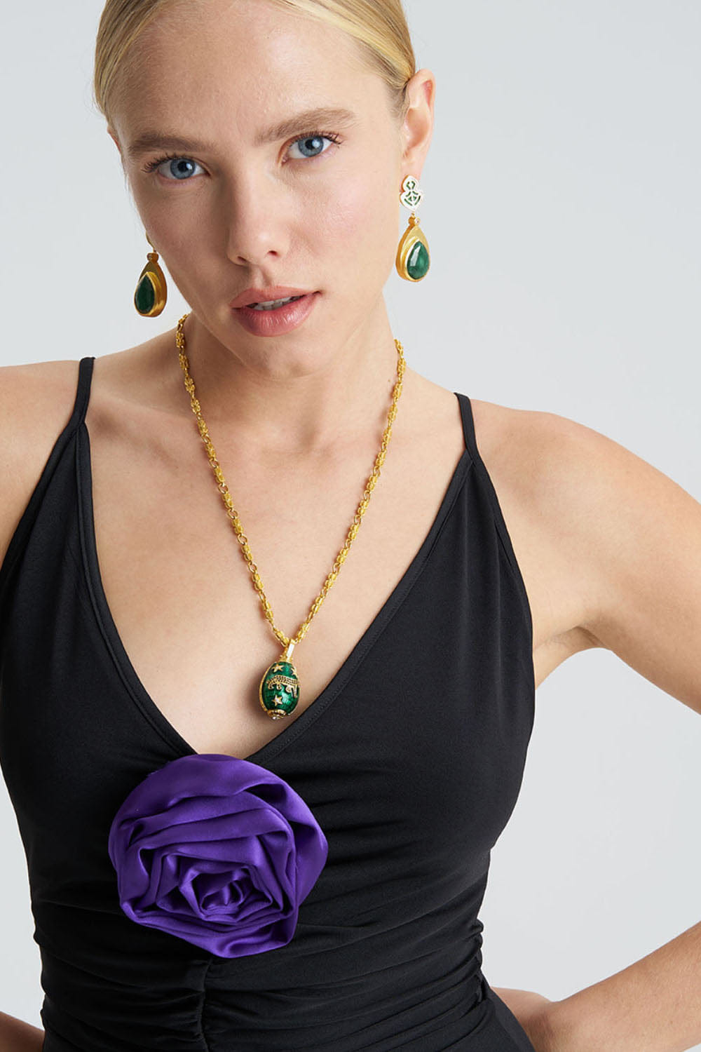 Panther Green Gold Necklace made by Lora Istanbul