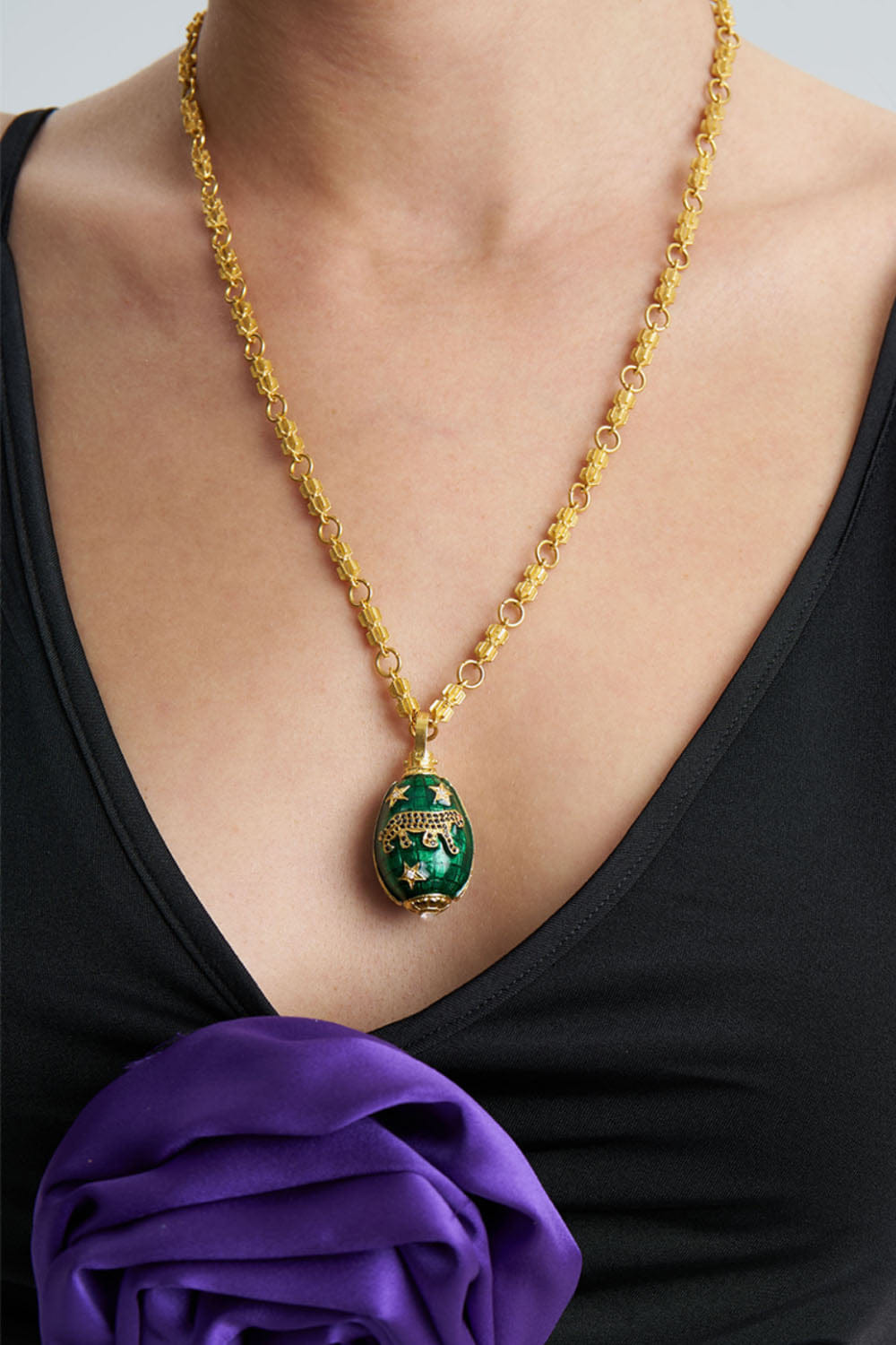 Panther Green Gold Necklace made by Lora Istanbul