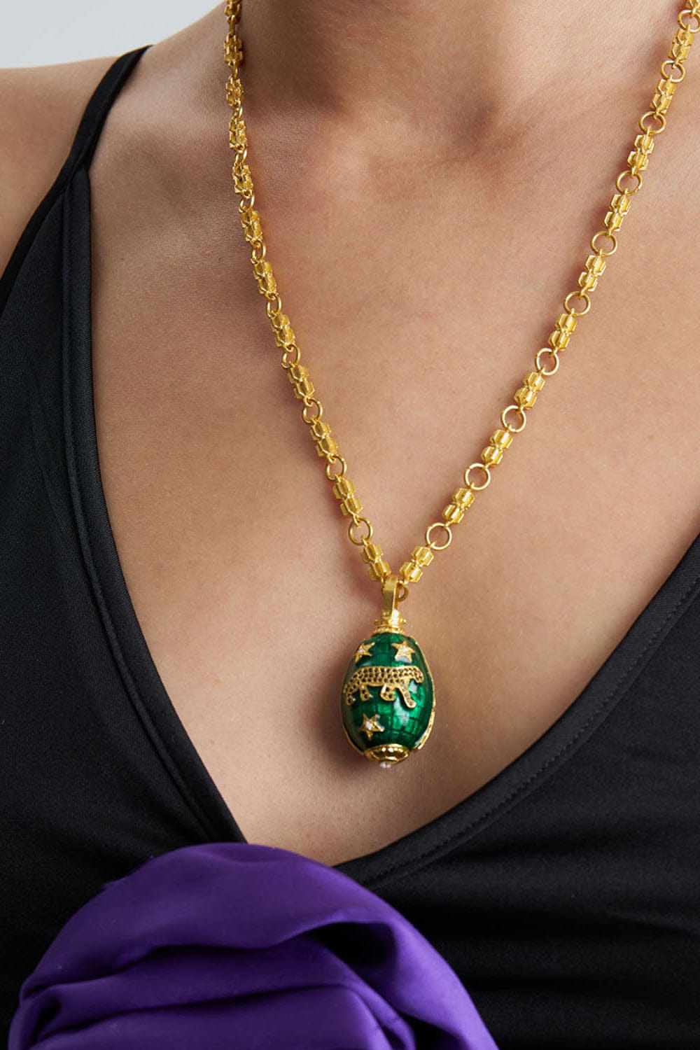Panther Green Gold Necklace made by Lora Istanbul