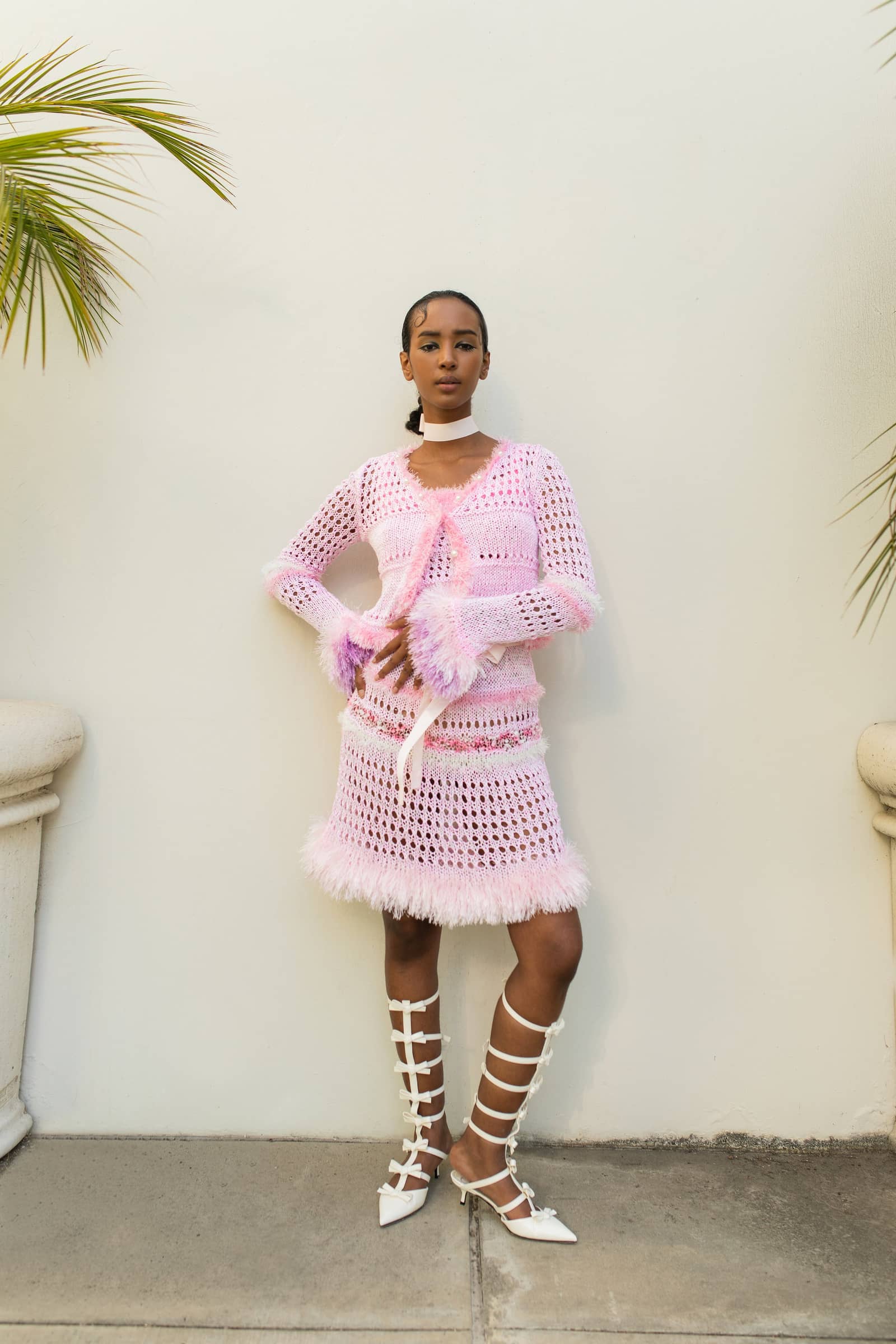 Baby Pink Handmade Knit Skirt made by ANDREEVA