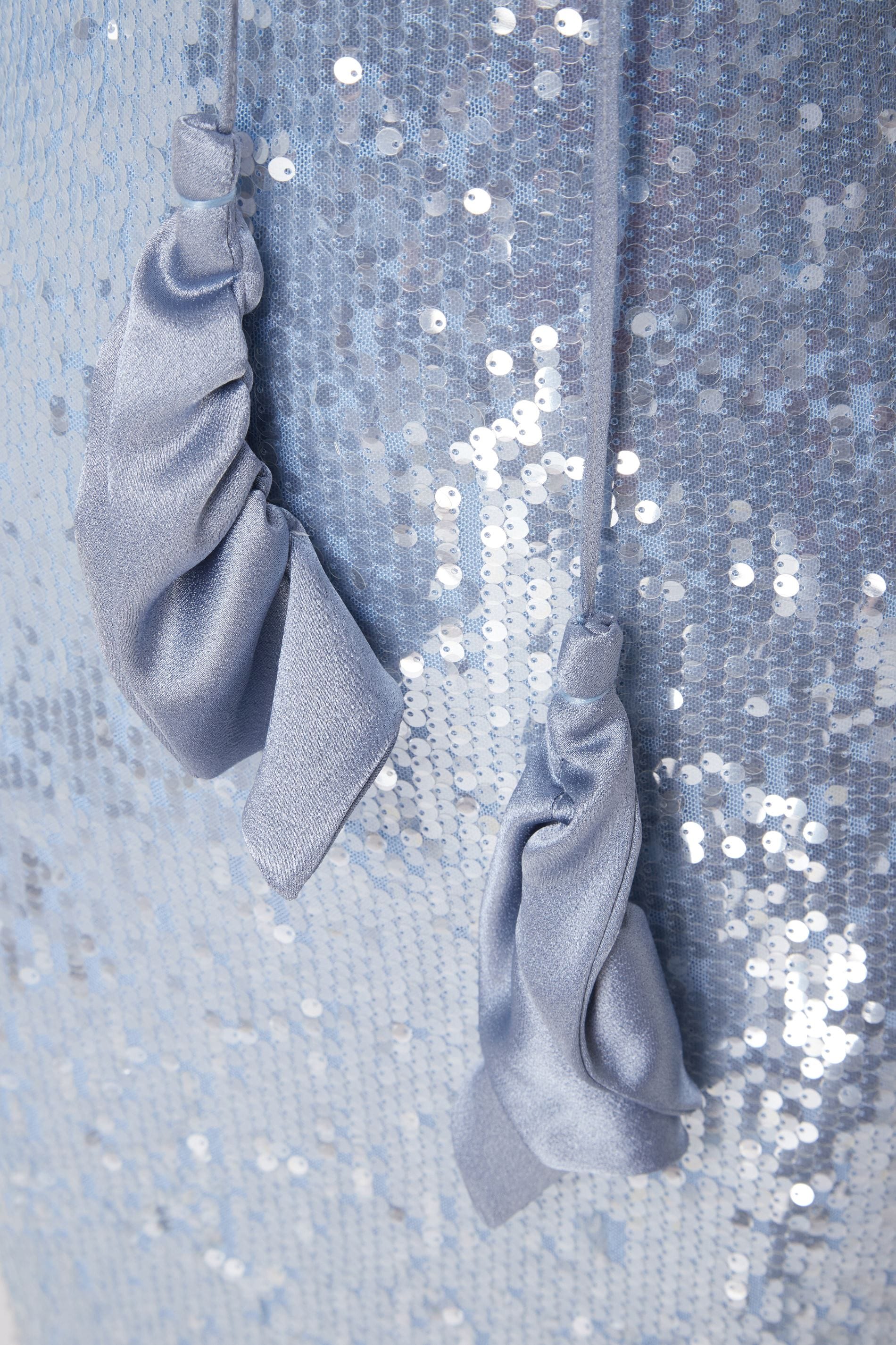 Sequin Maxi Dress in Light Blue made by Malva Florea