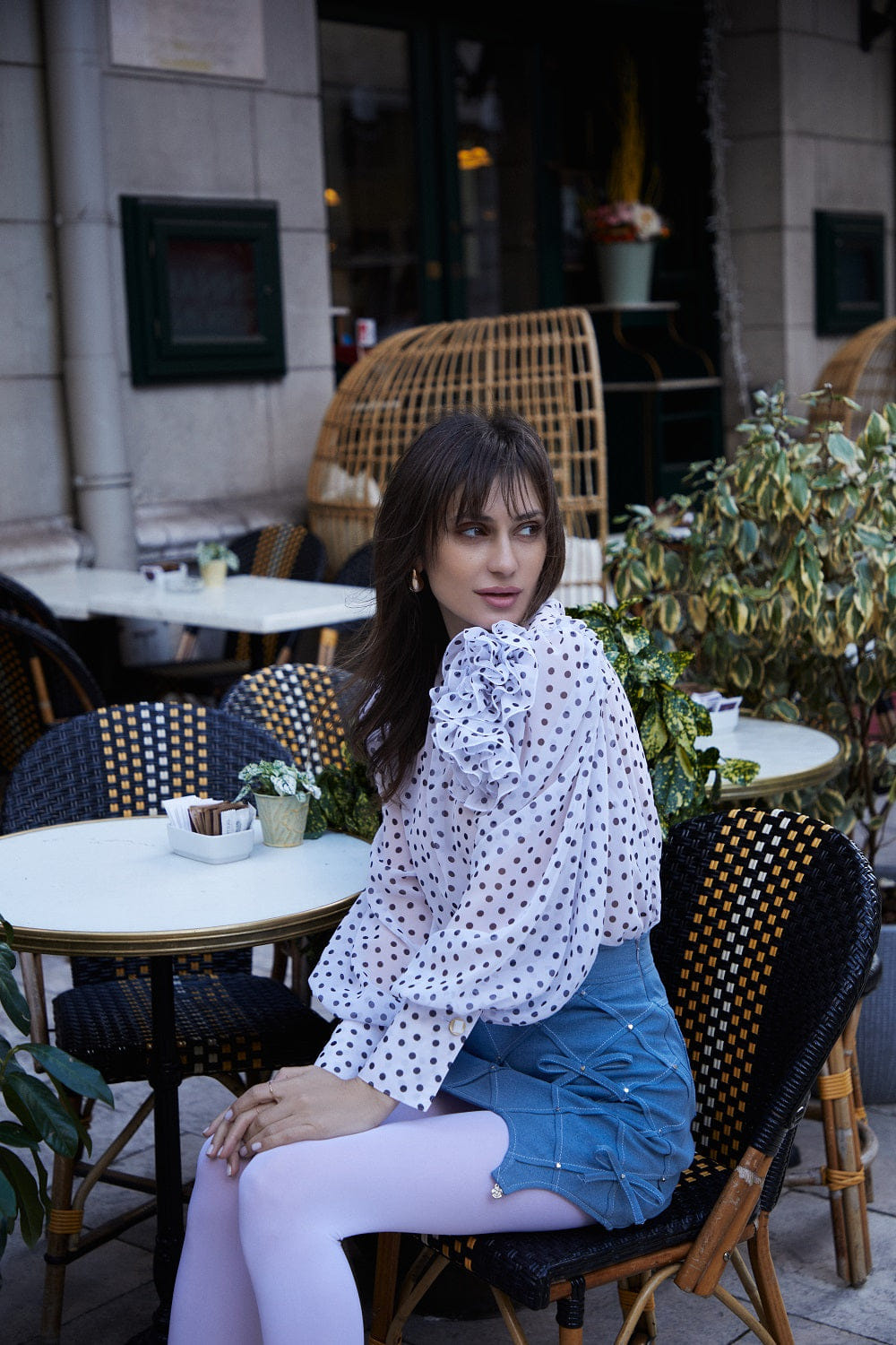 Denim Mini Skirt with Bow made by Guranda