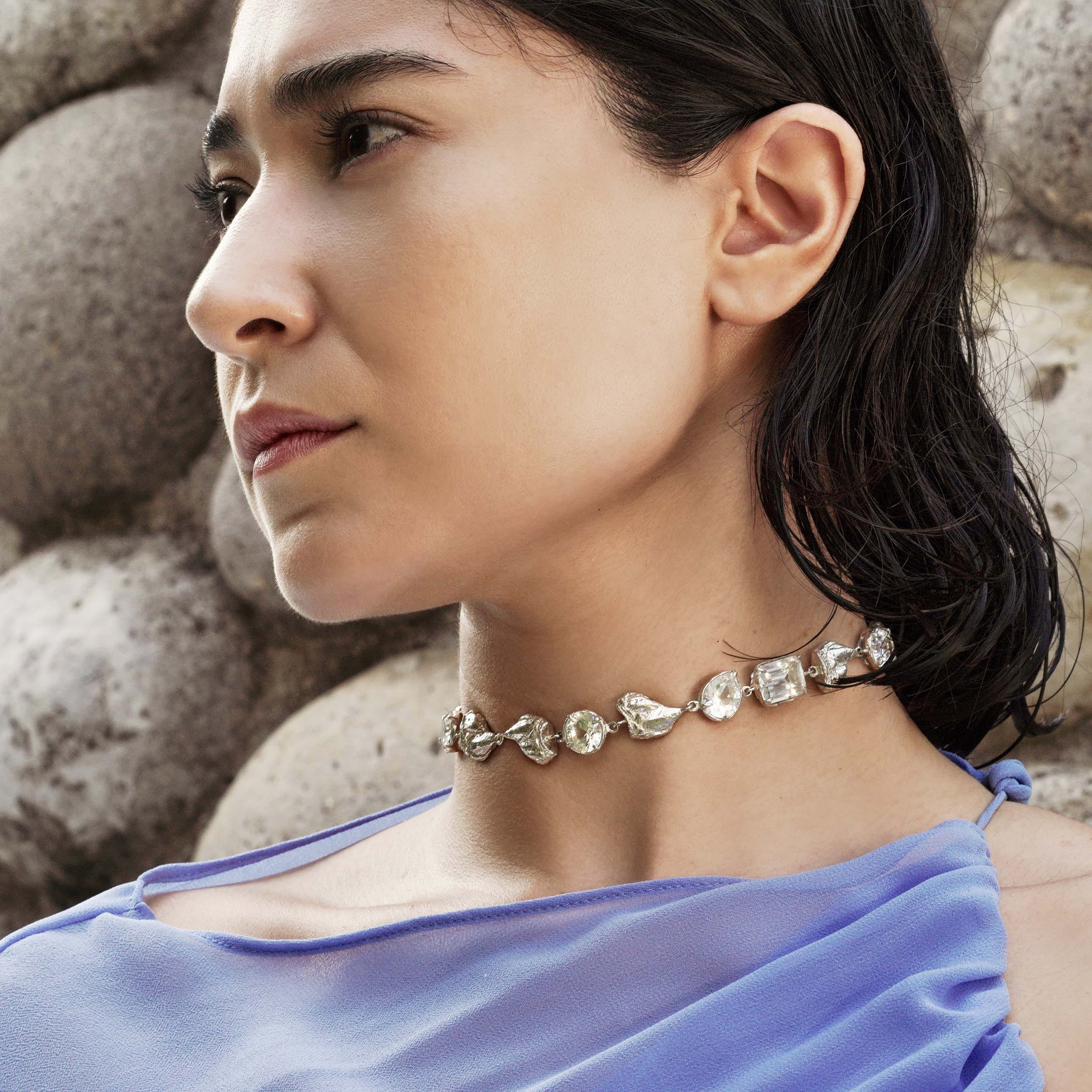 Mea White Sapphire Argenti Necklace made by Loveness Lee