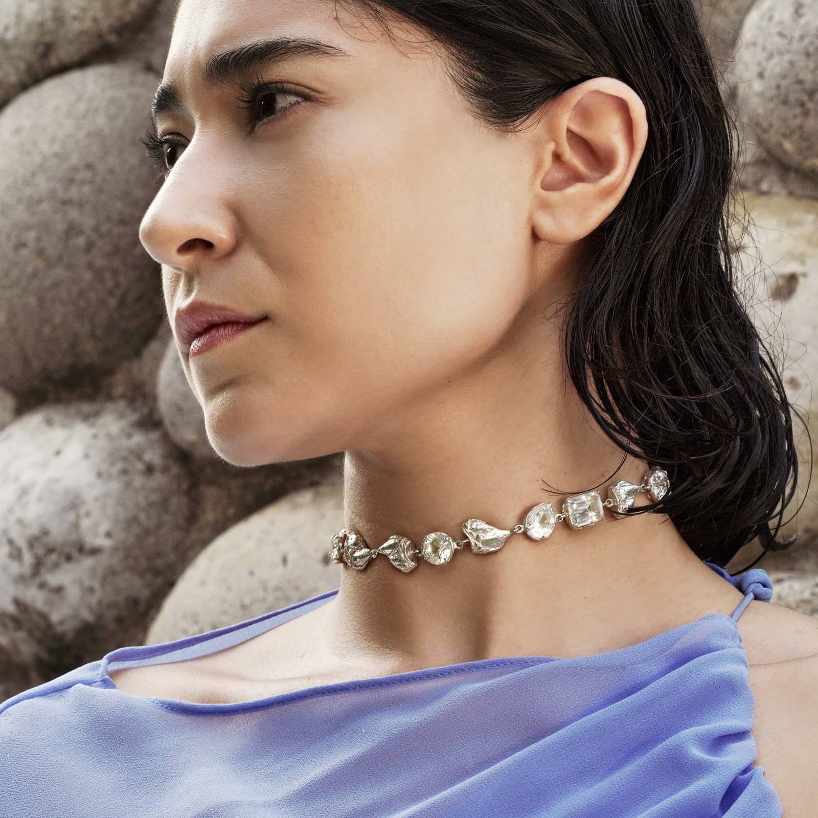 Mea White Sapphire Argenti Necklace made by Loveness Lee