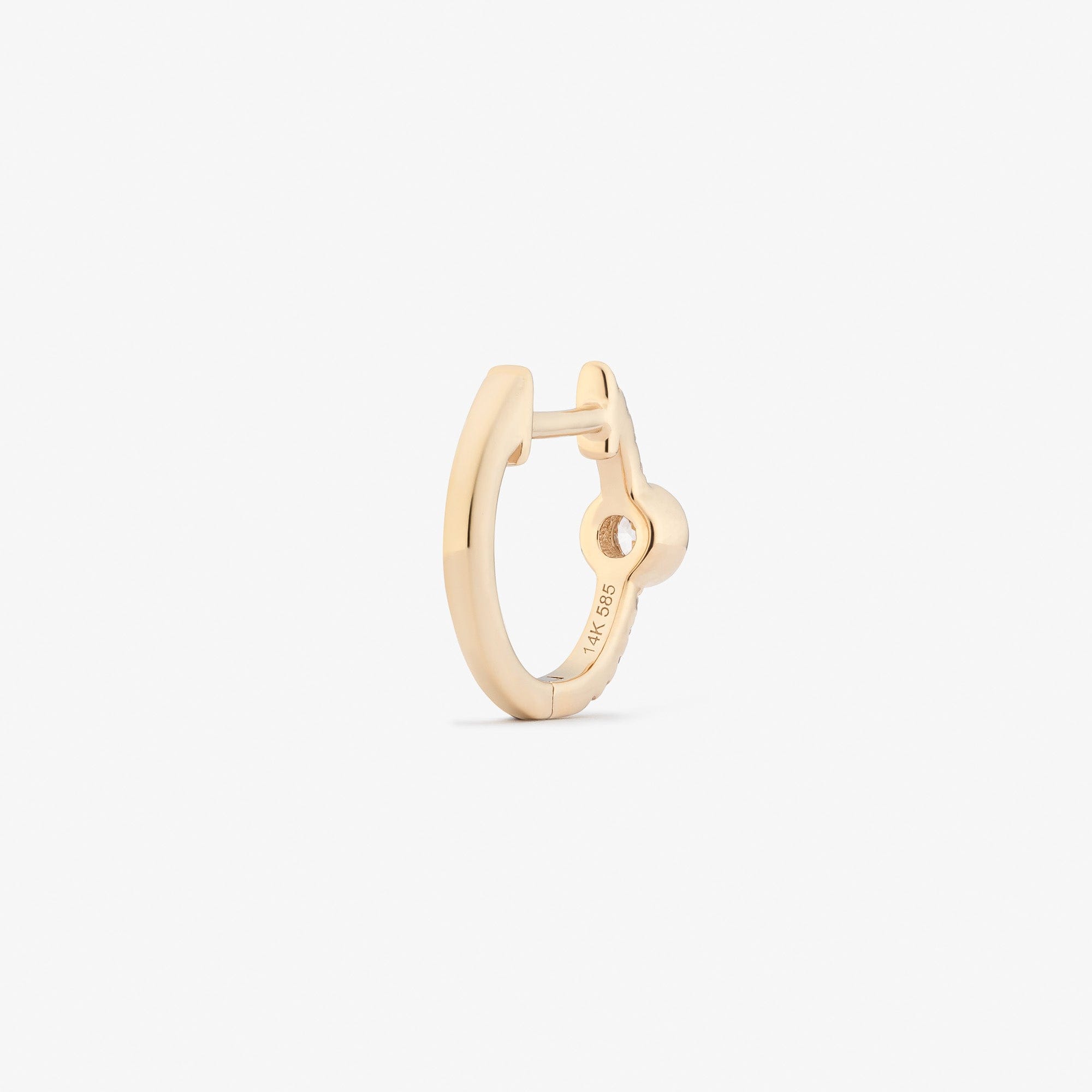 DOT DIAMOND HOOP - WHITE DIAMOND & PLAIN YELLOW GOLD - 10mm made by ENNUI