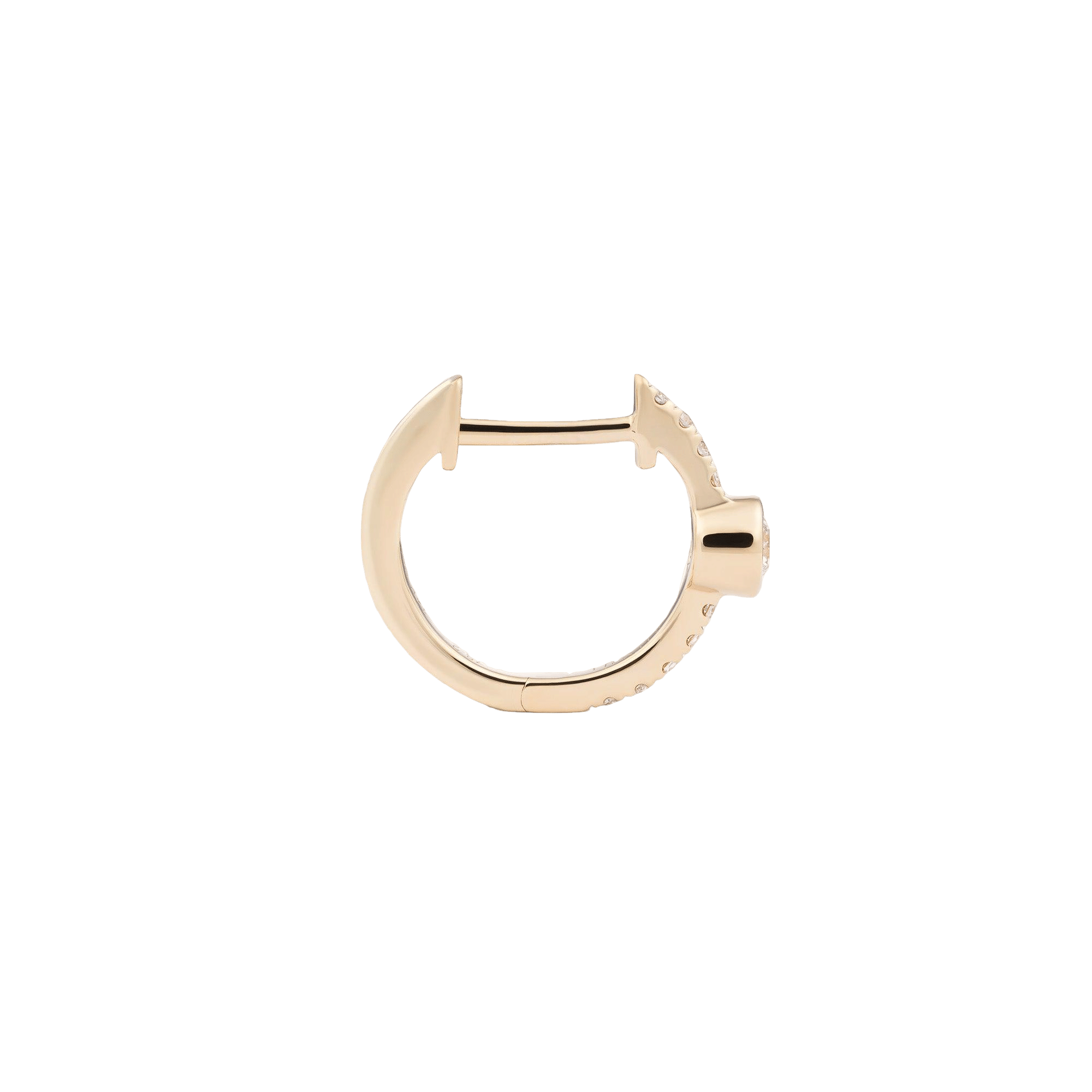 DOT DIAMOND HOOP - WHITE DIAMOND & PLAIN YELLOW GOLD - 10mm made by ENNUI