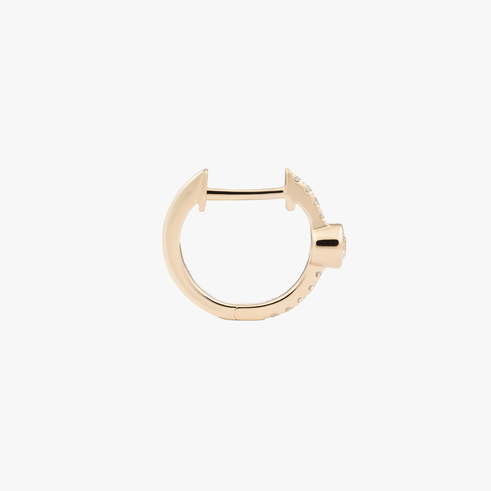 DOT DIAMOND HOOP - WHITE DIAMOND & PLAIN YELLOW GOLD - 10mm made by ENNUI