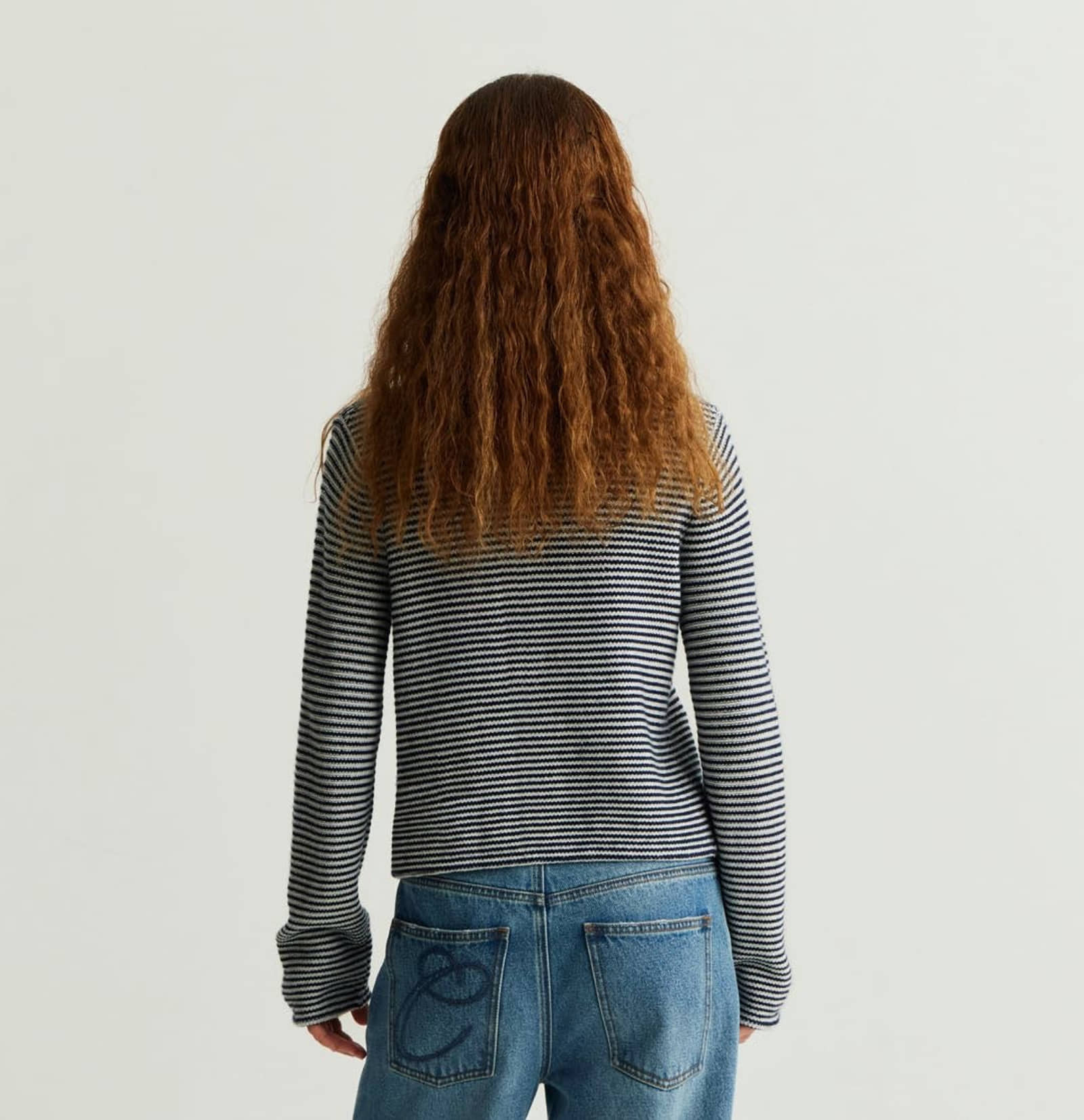 WOOL STRIPED CREWNECK CARDIGAN made by CRUSH Collection