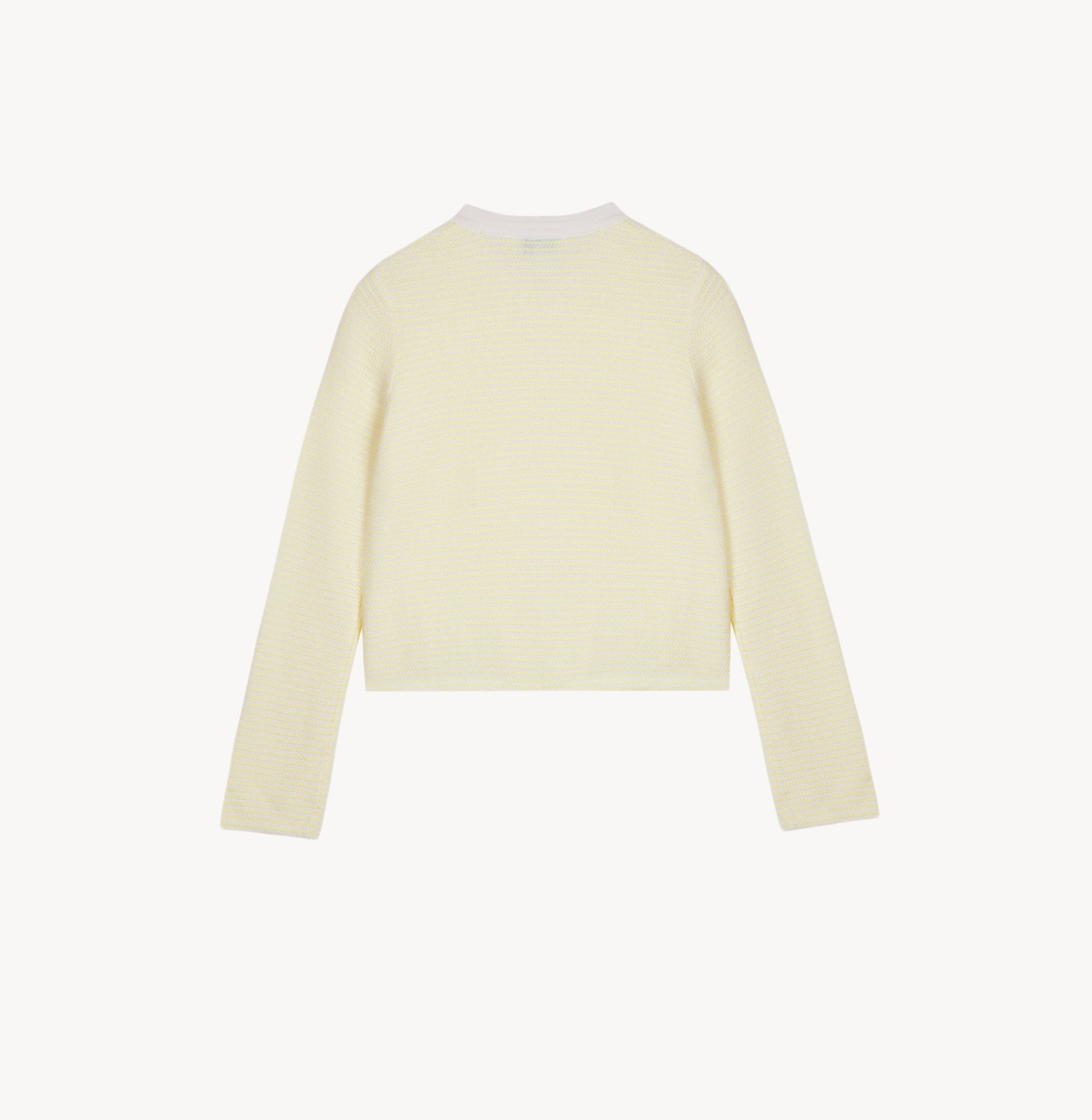 WOOL STRIPED CREWNECK CARDIGAN made by CRUSH Collection