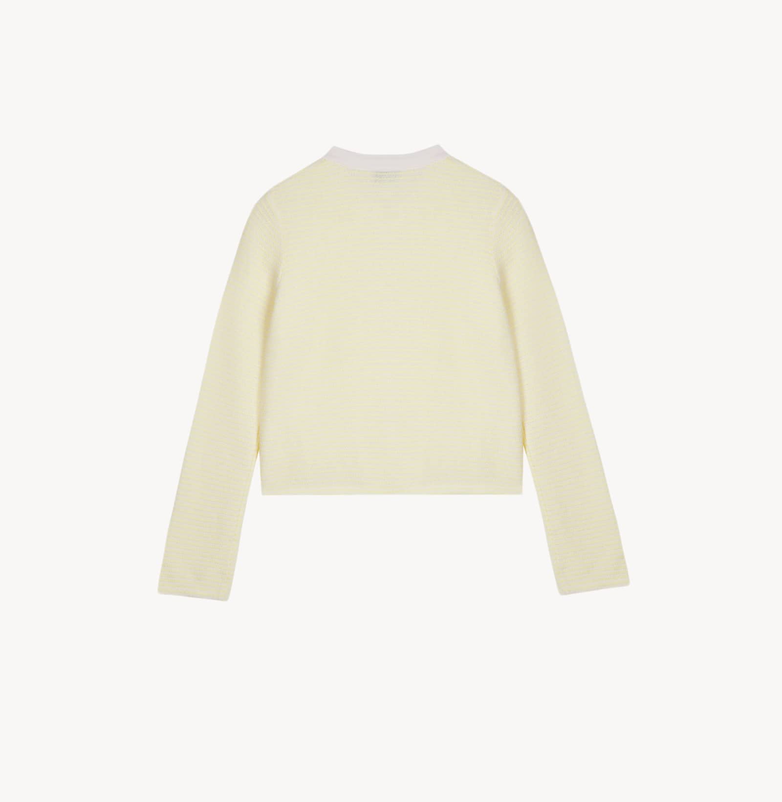 WOOL STRIPED CREWNECK CARDIGAN made by CRUSH Collection