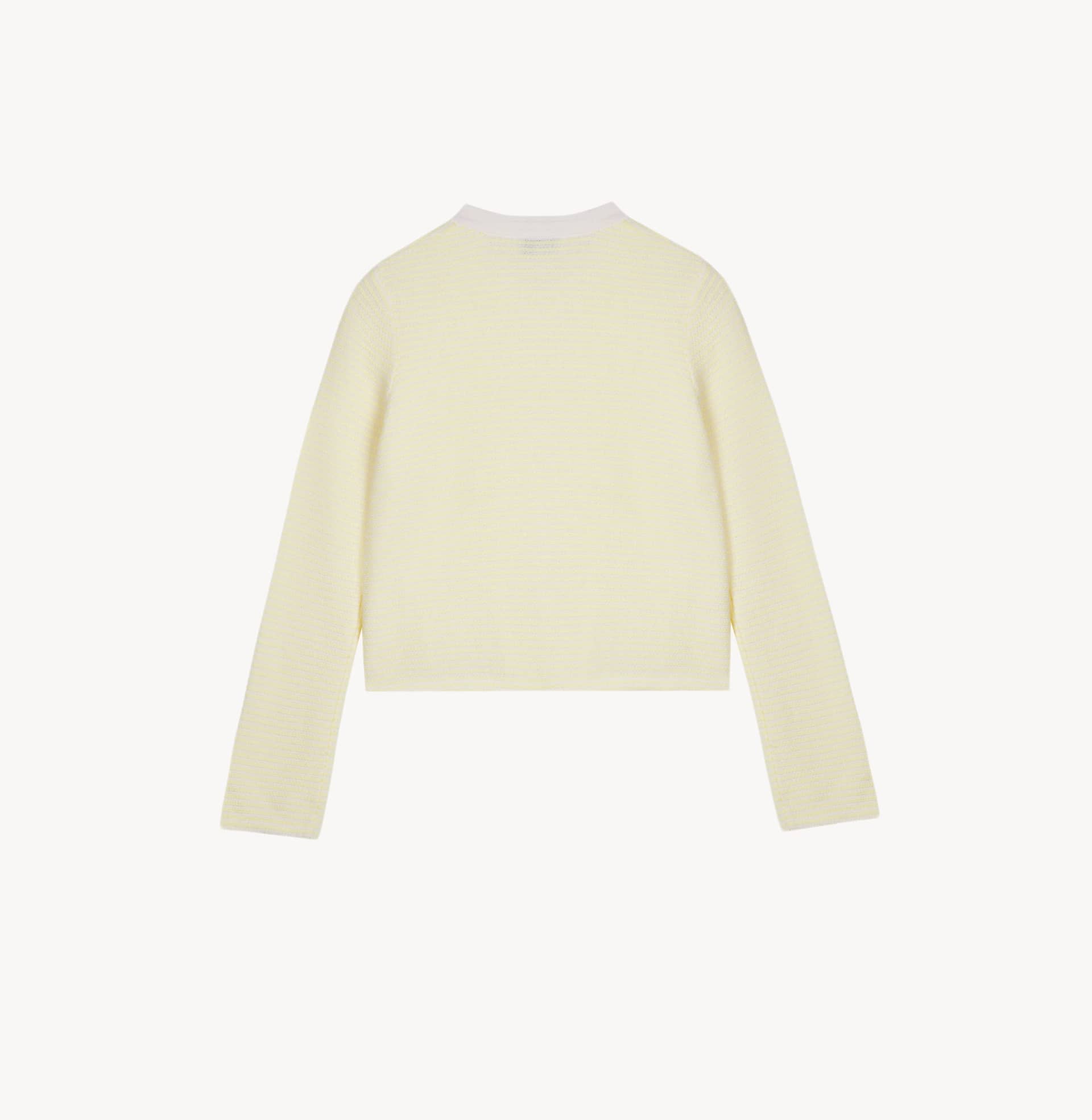 WOOL STRIPED CREWNECK CARDIGAN made by CRUSH Collection