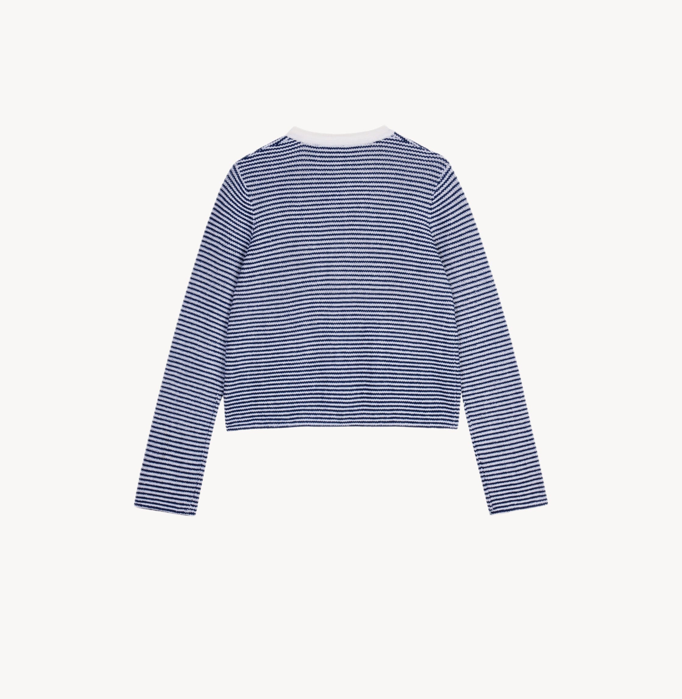 WOOL STRIPED CREWNECK CARDIGAN made by CRUSH Collection