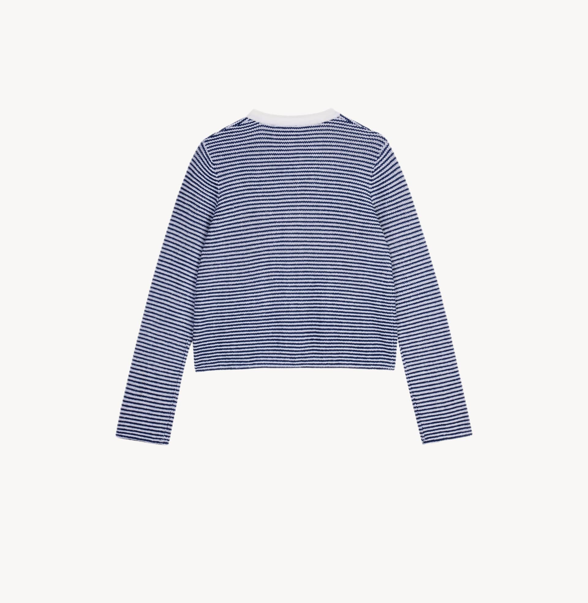 WOOL STRIPED CREWNECK CARDIGAN made by CRUSH Collection