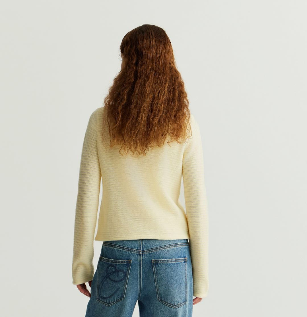 WOOL STRIPED CREWNECK CARDIGAN made by CRUSH Collection