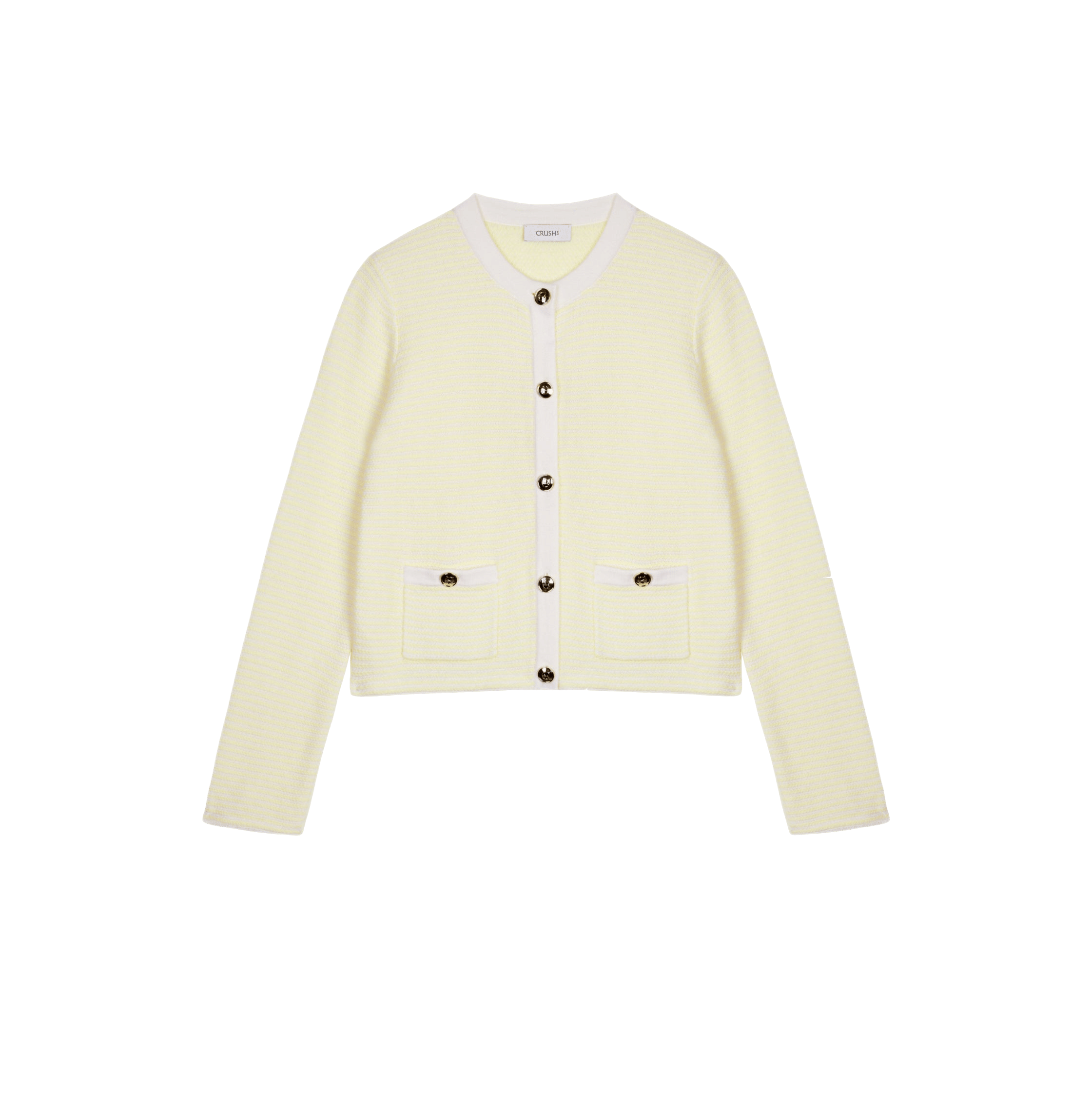 WOOL STRIPED CREWNECK CARDIGAN made by CRUSH Collection