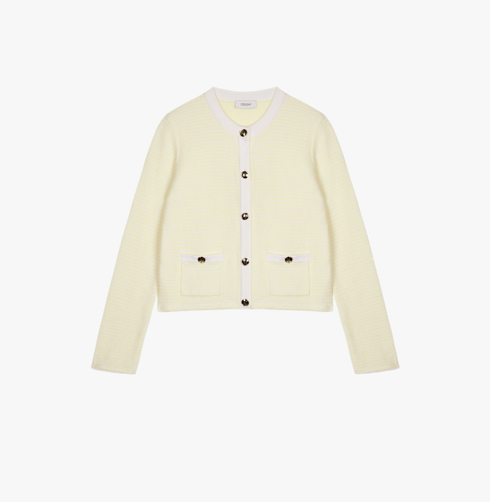 WOOL STRIPED CREWNECK CARDIGAN made by CRUSH Collection