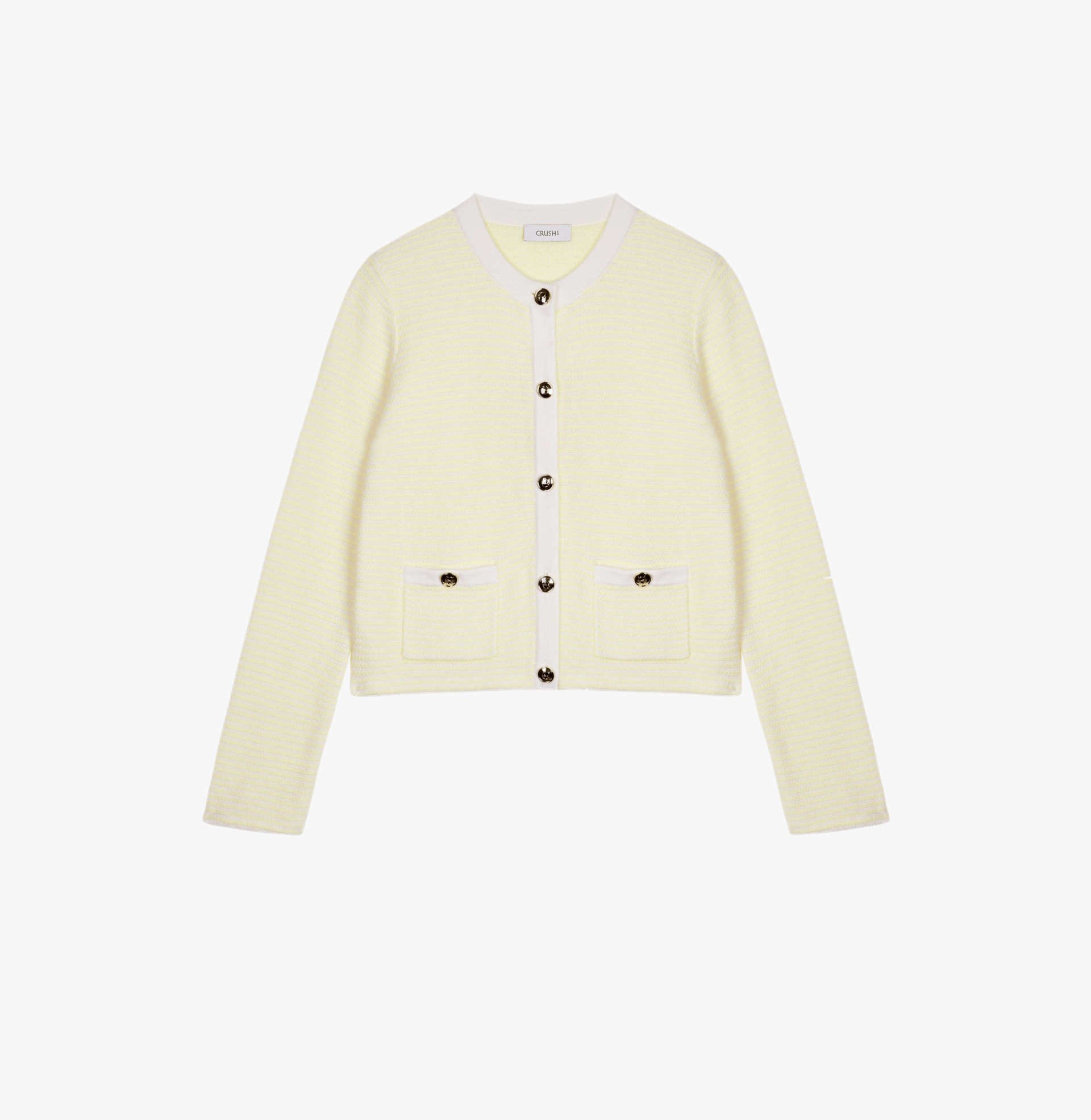 WOOL STRIPED CREWNECK CARDIGAN made by CRUSH Collection