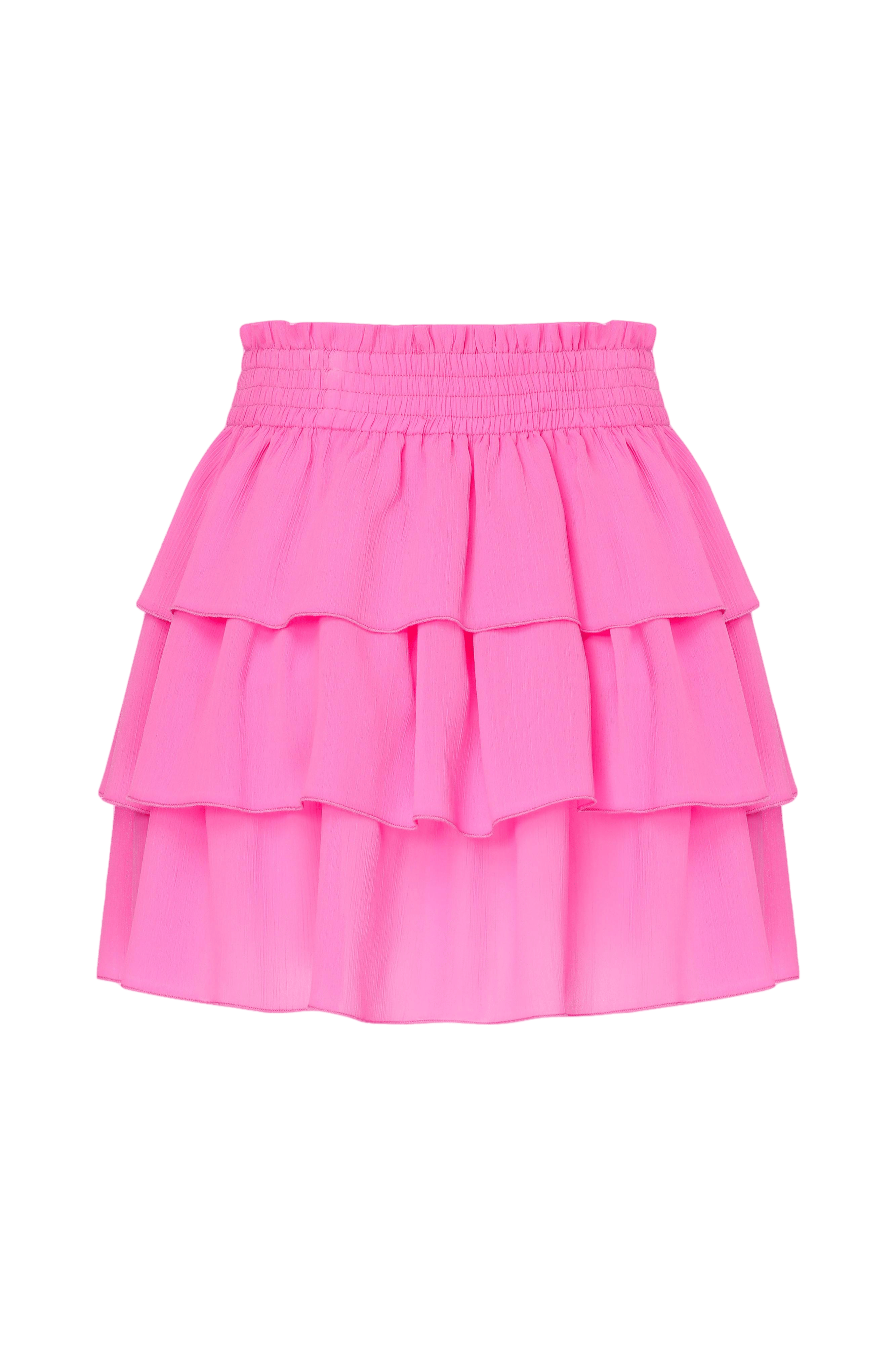 Amy Ruffled Mini Skirt in Hot Pink made by Nazli Ceren