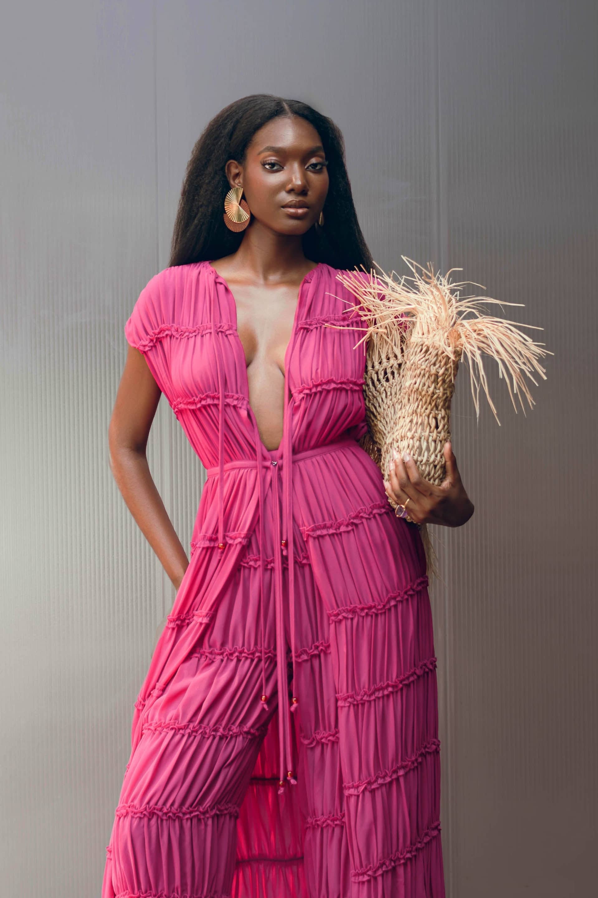 SINA TUNIC - MAGENTA made by Andrea Iyamah