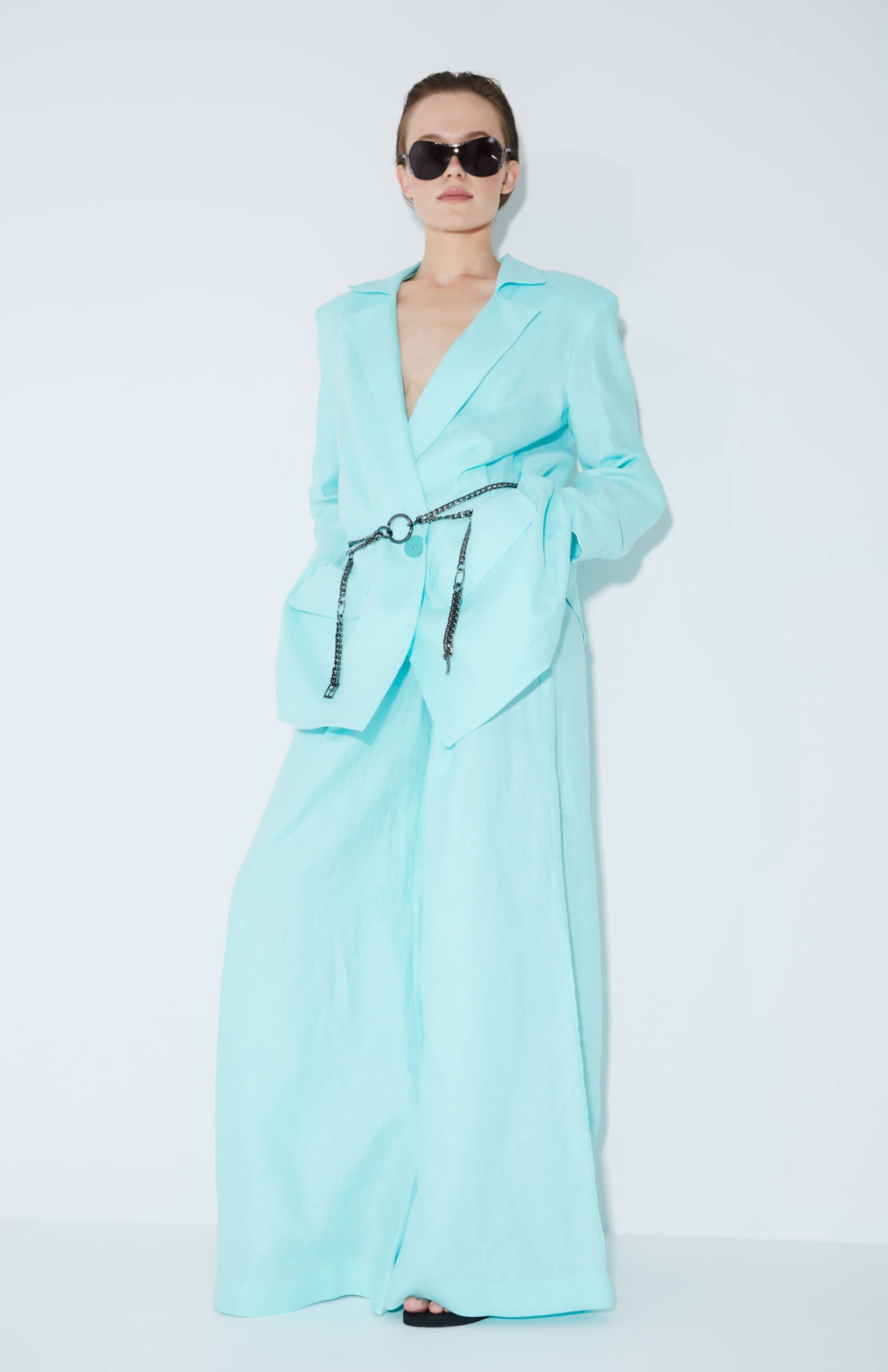 High-waisted wide-leg trousers made by Tamar Keburia