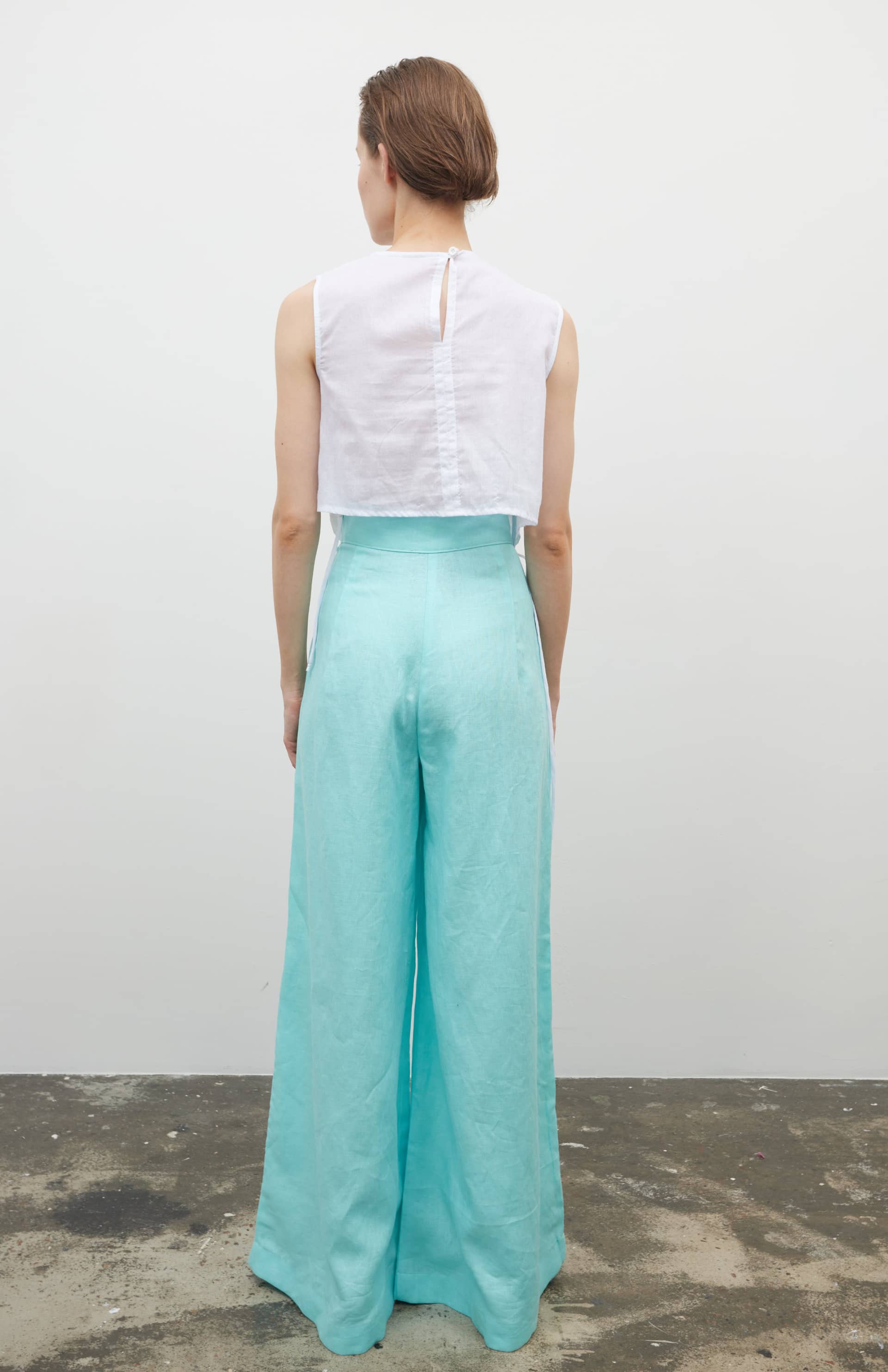 High-waisted wide-leg trousers made by Tamar Keburia