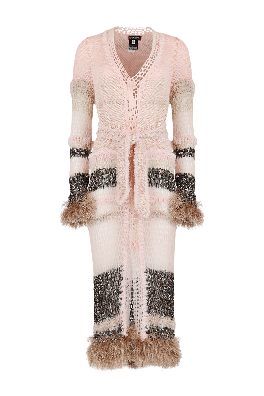 Baby Pink Handmade Knit Cardigan-Dress in Pink made by ANDREEVA