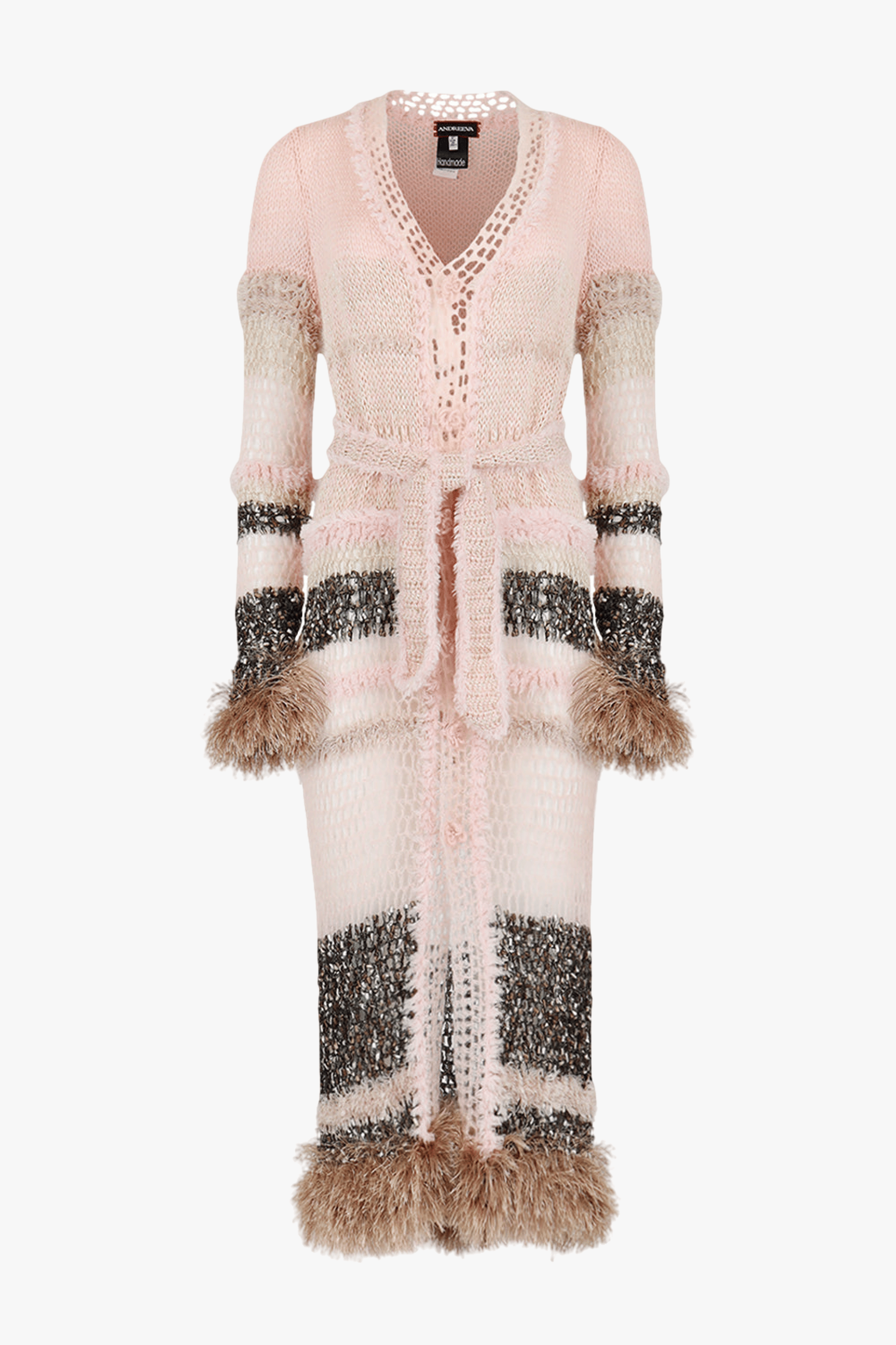 Baby Pink Handmade Knit Cardigan-Dress in Pink made by ANDREEVA