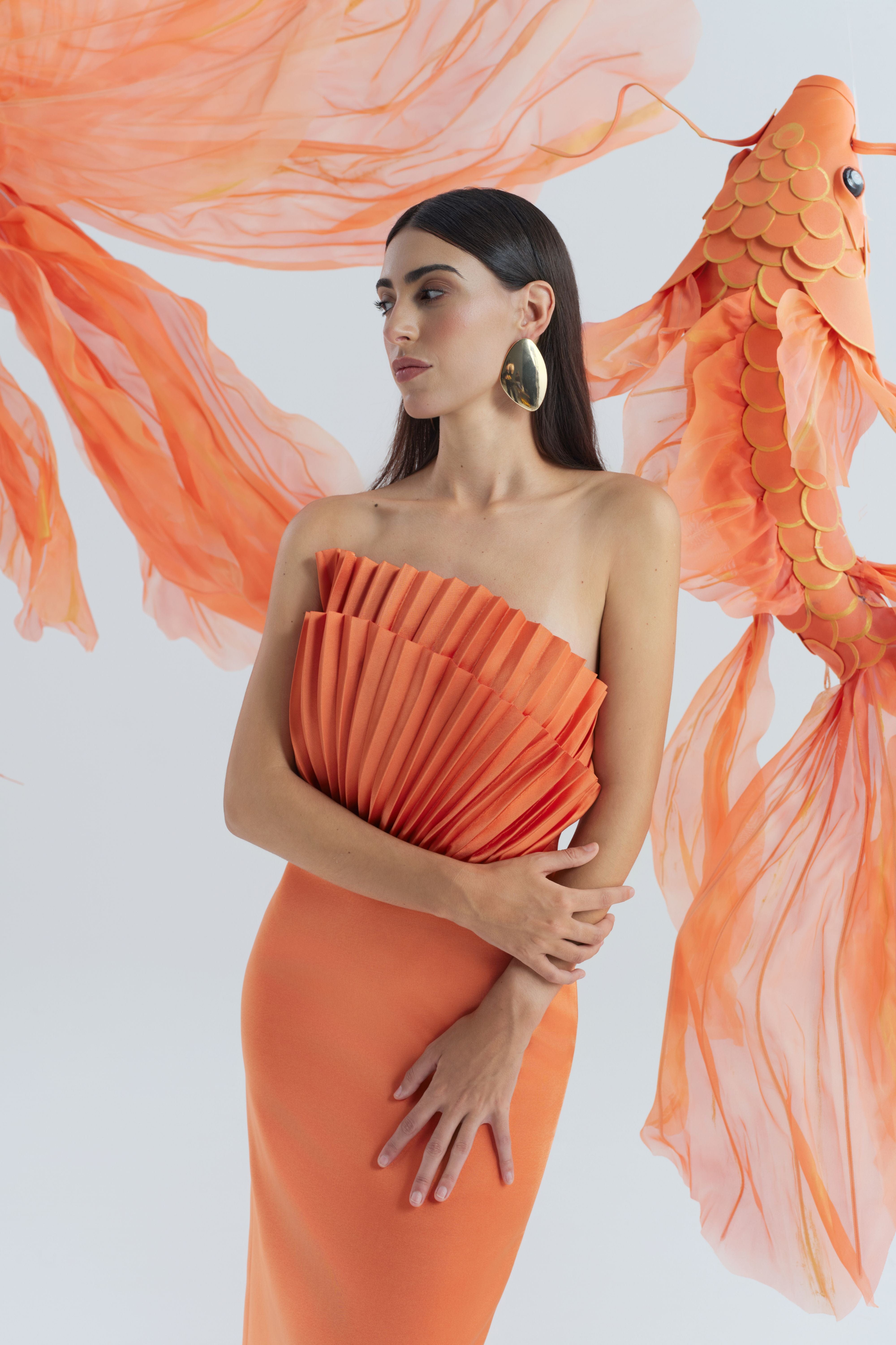 Rory Pleated Gown made by JUSTIN TONG