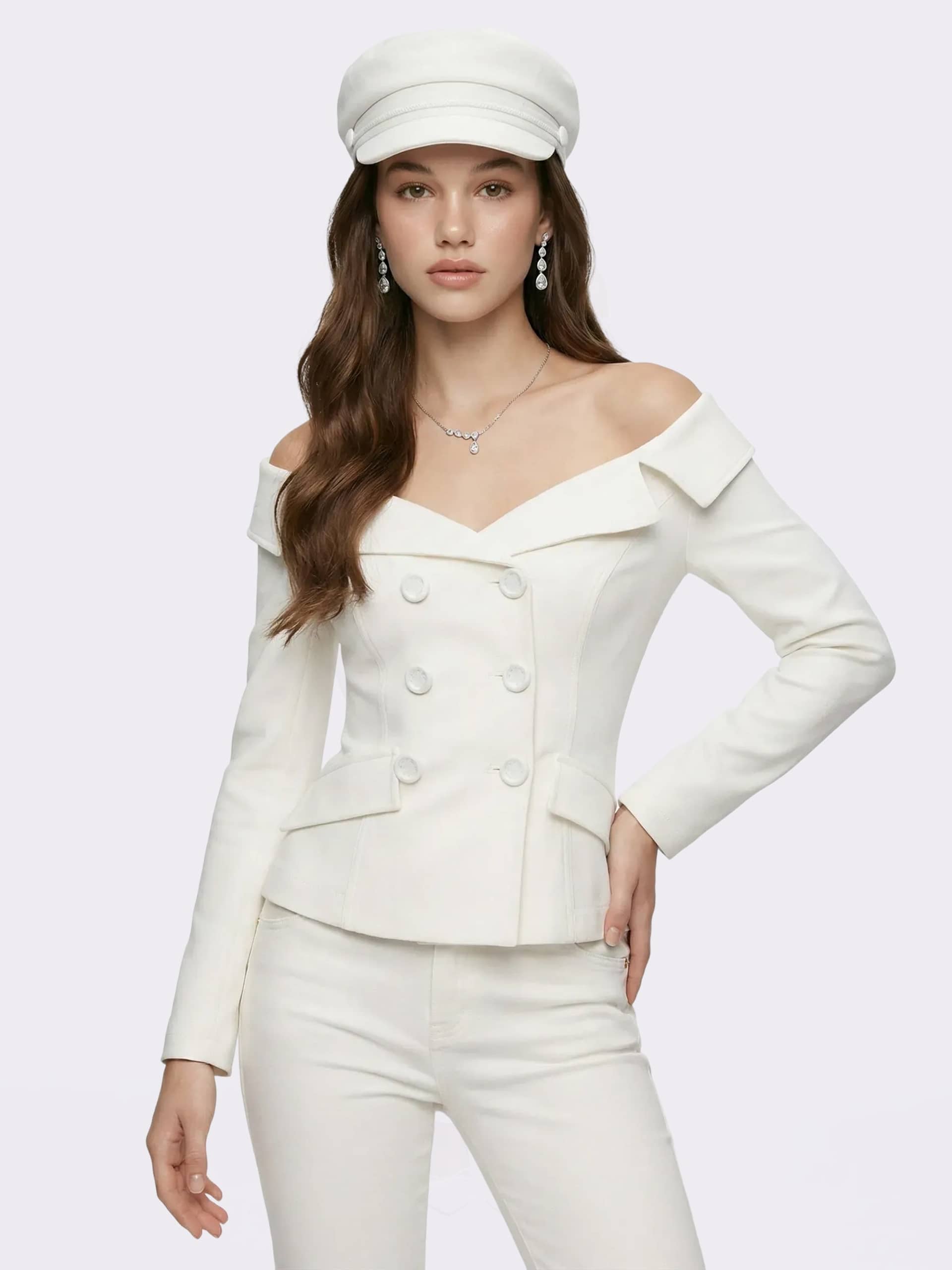 Claudine Off-Shoulder White Cropped Top made by Nana Jacqueline